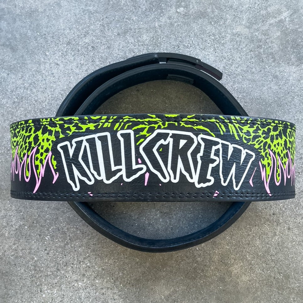 10MM LEVER BELT - FLAME PINK / GREEN - Image 3