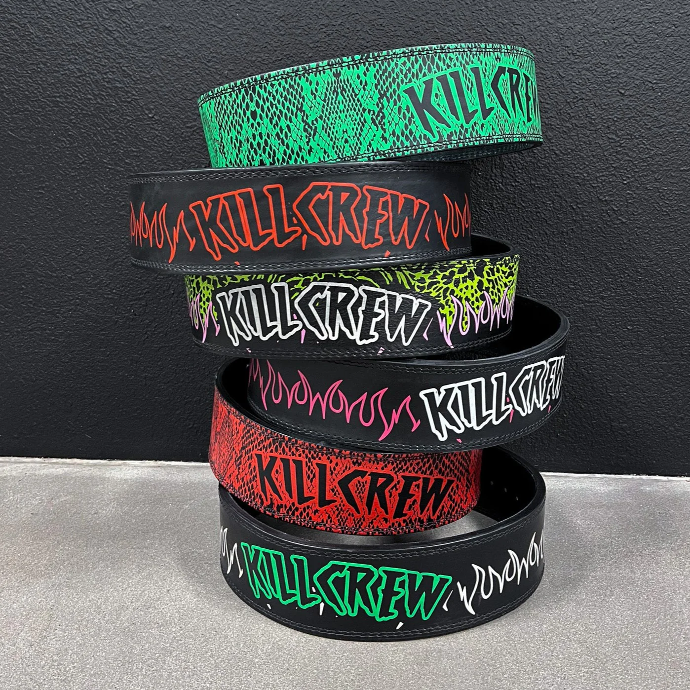 10MM LEVER BELT - FLAME PINK / GREEN - Image 4
