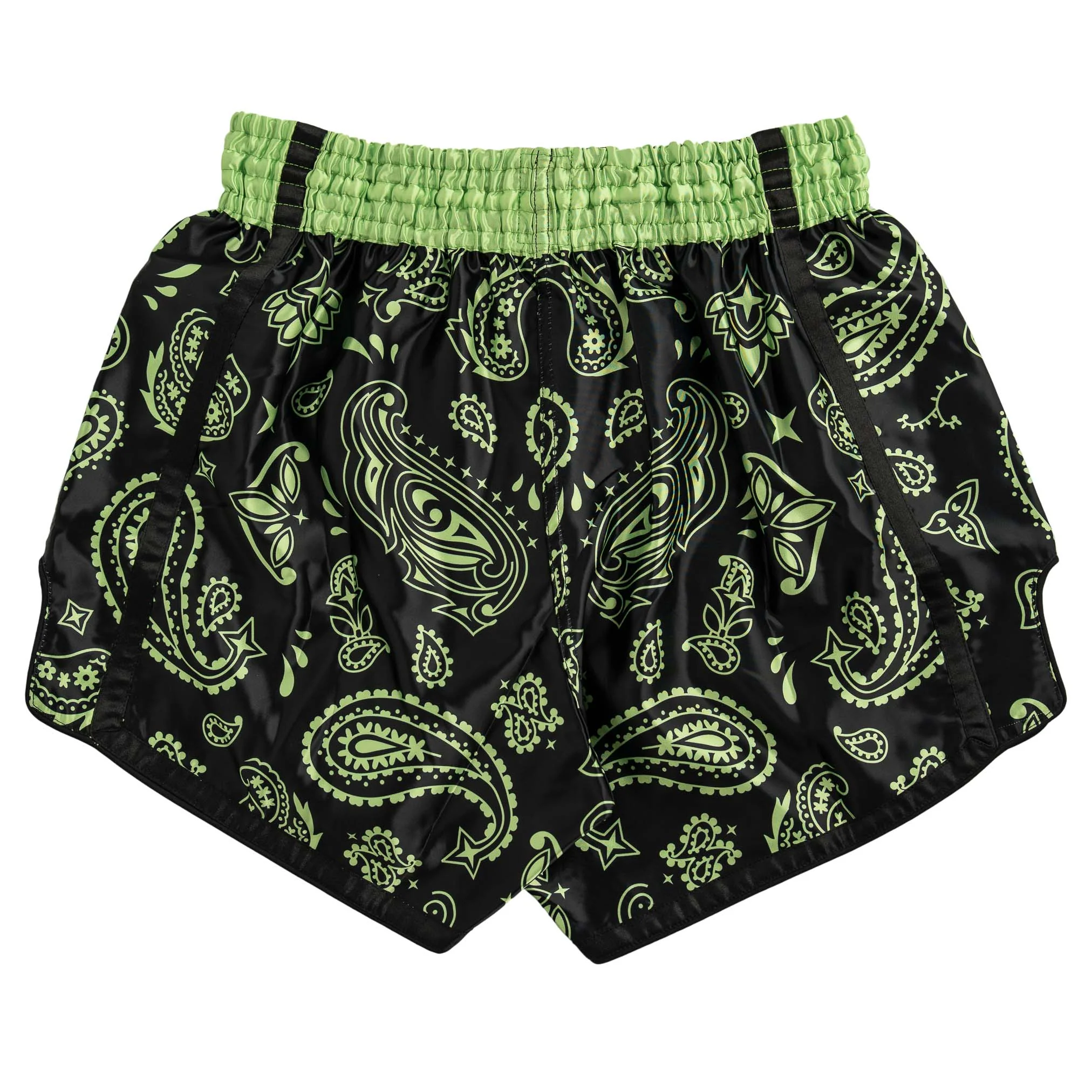 BANDANA FIGHT SHORTS - BLACK / NEON GREEN - Image 8