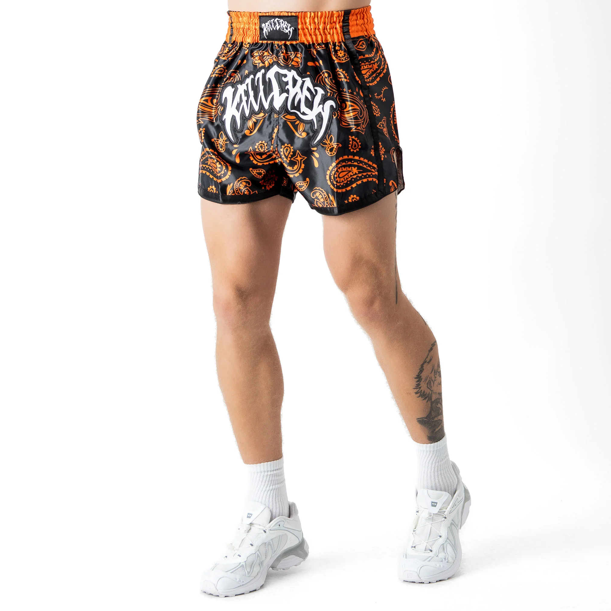 BANDANA FIGHT SHORTS - BLACK / ORANGE - Image 3