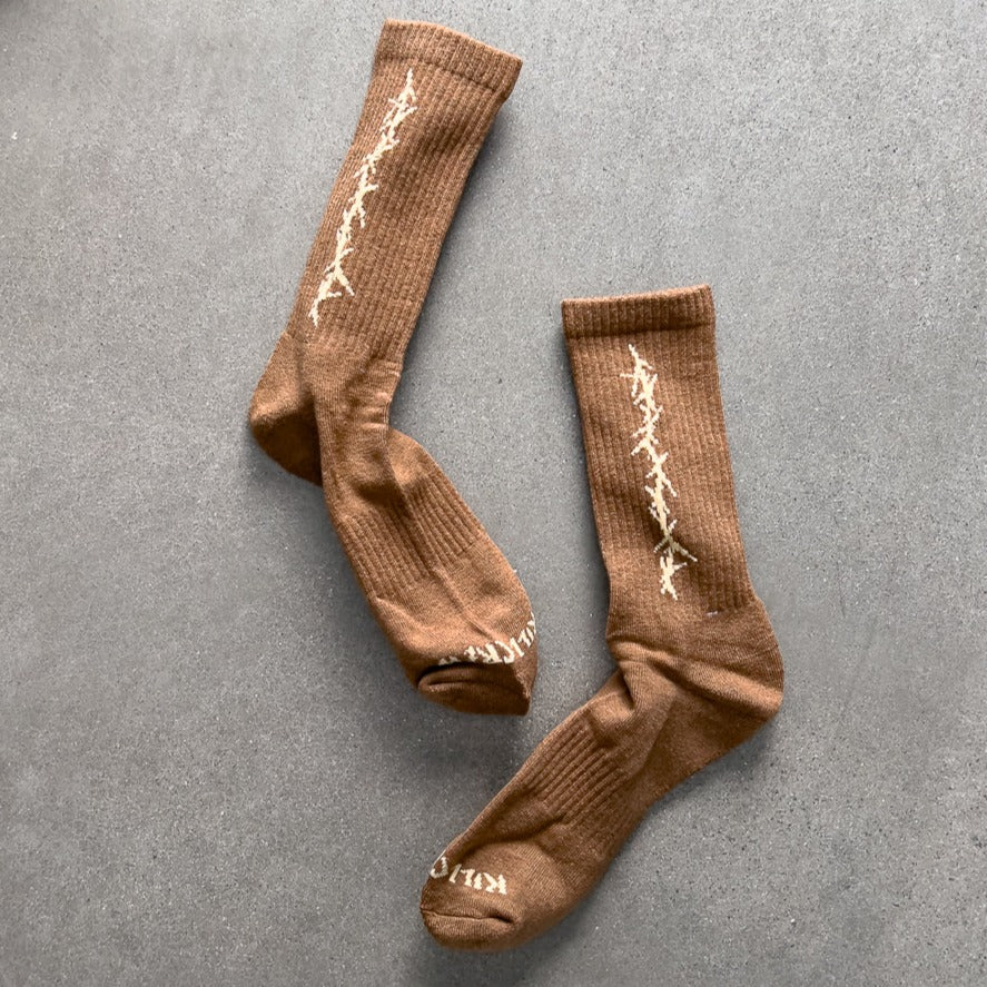 BARBWIRE HIGH SOCKS - BROWN - Image 2