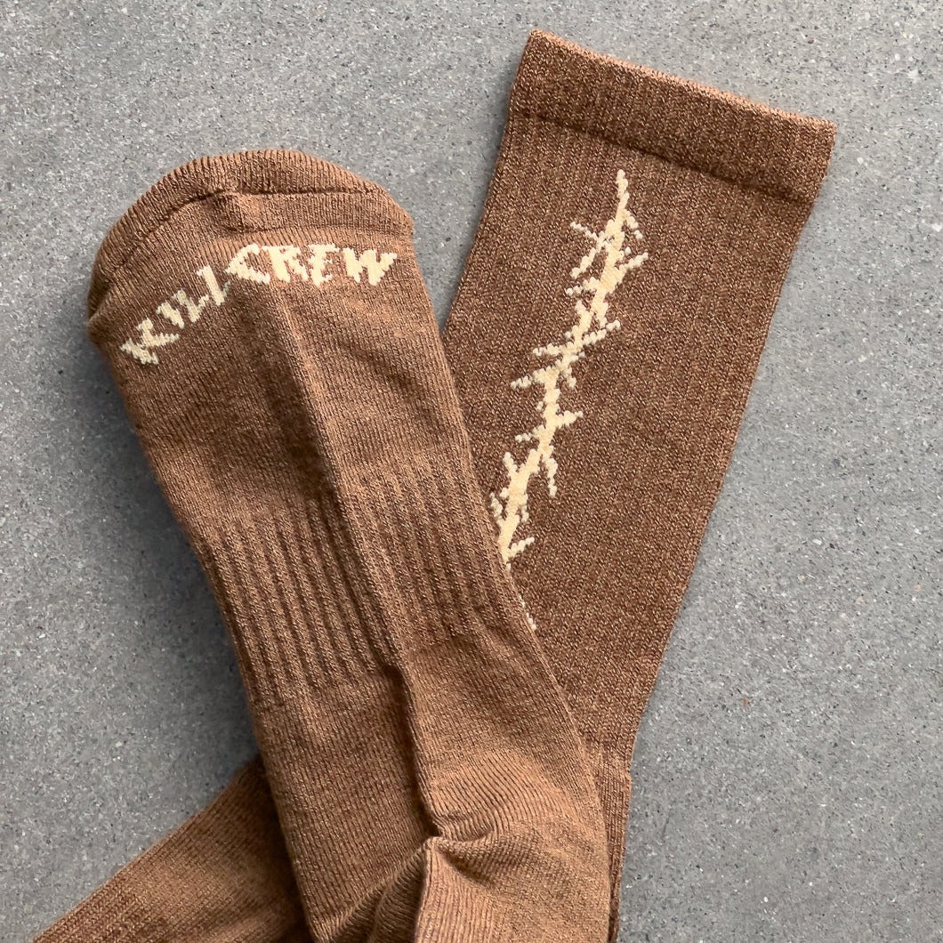 BARBWIRE HIGH SOCKS - BROWN - Image 3
