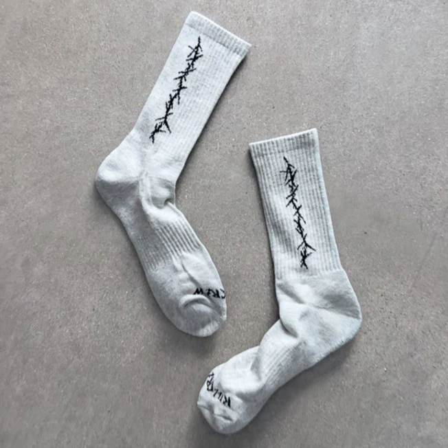 BARBWIRE HIGH SOCKS - GREY - Image 2