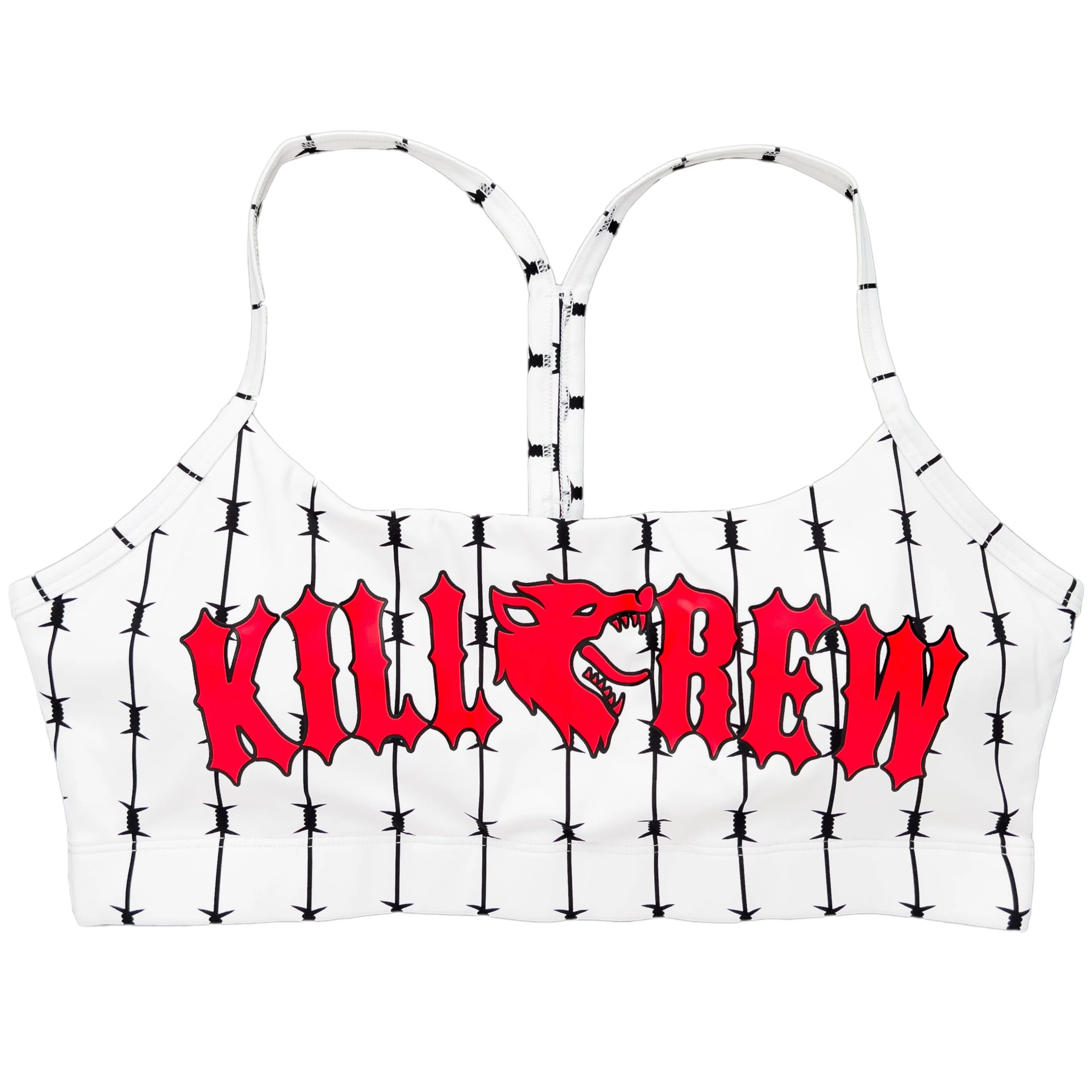BARBWIRE SPORTS BRA - WHITE / RED - Image 3