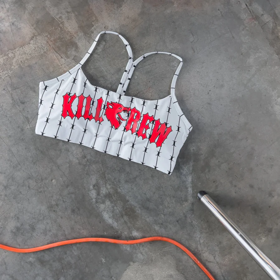 BARBWIRE SPORTS BRA - WHITE / RED - Image 4