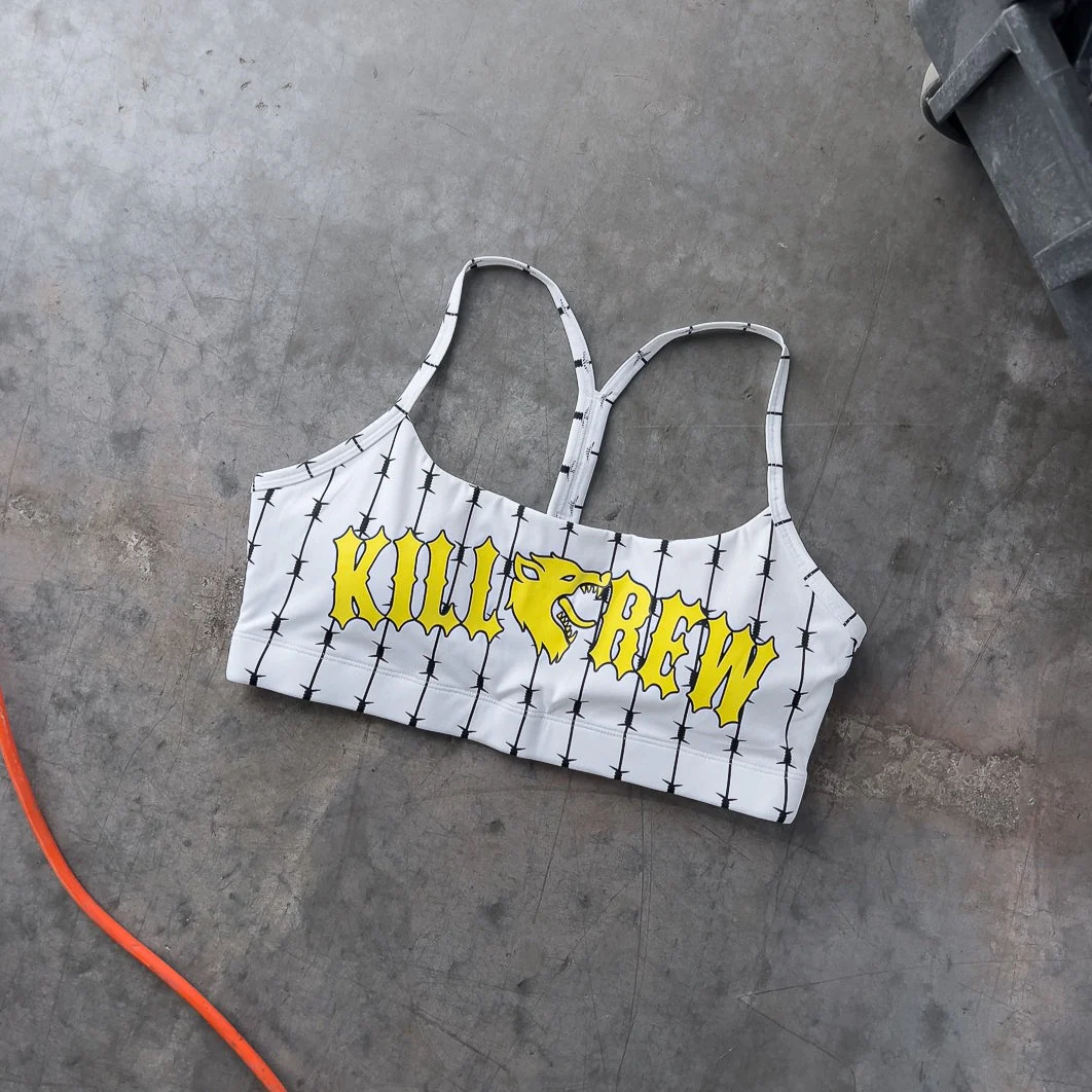 BARBWIRE SPORTS BRA - WHITE / YELLOW - Image 4