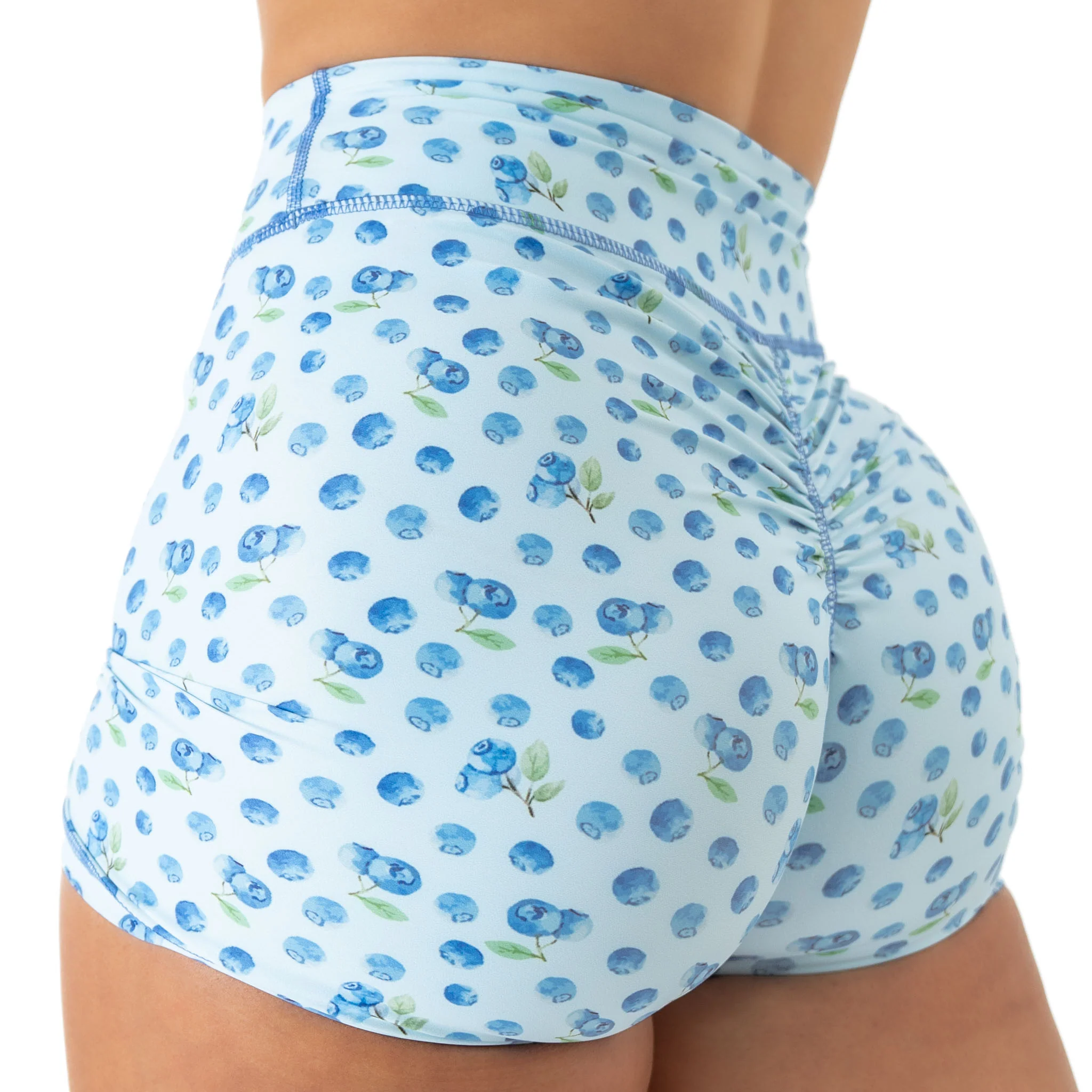 BLUEBERRY MID RISE BIKER SHORT - BLUE - Image 2
