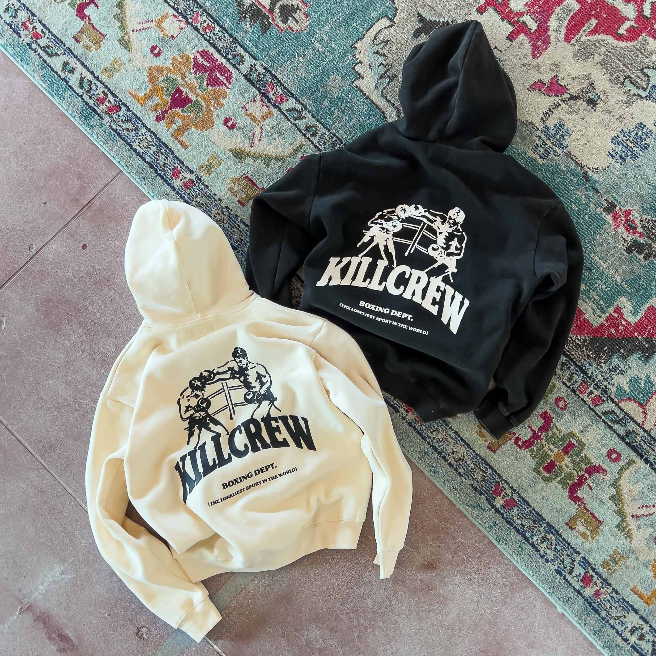 OVERSIZED LUX BOXING DEPARTMENT HOODIE - BLACK / WHITE - Image 5