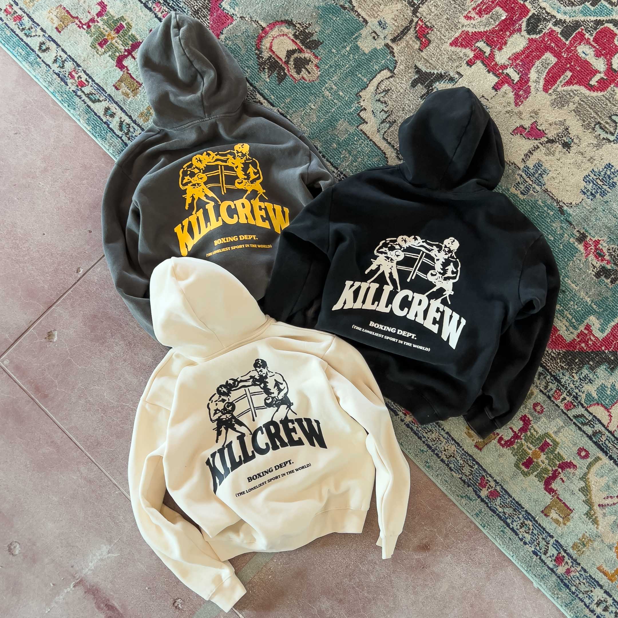OVERSIZED LUX BOXING DEPARTMENT HOODIE - CREAM / BLACK - Image 6