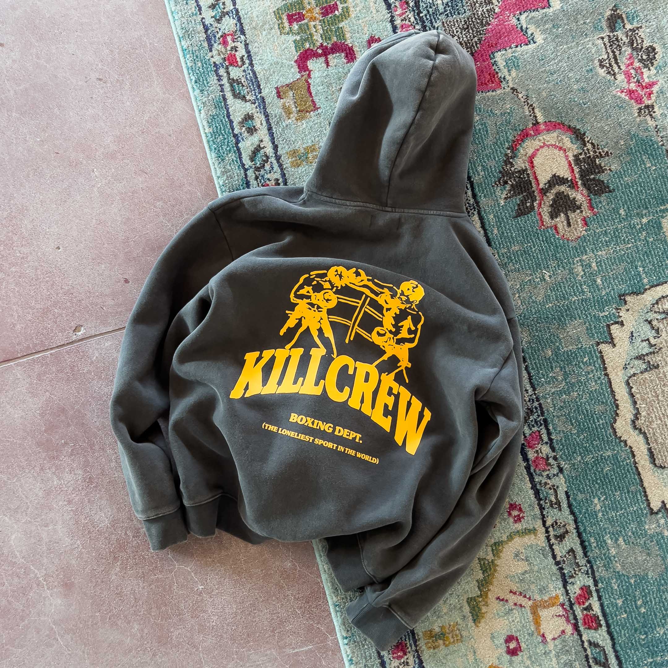 OVERSIZED LUX BOXING DEPARTMENT HOODIE - GUNMETAL / GOLD - Image 3