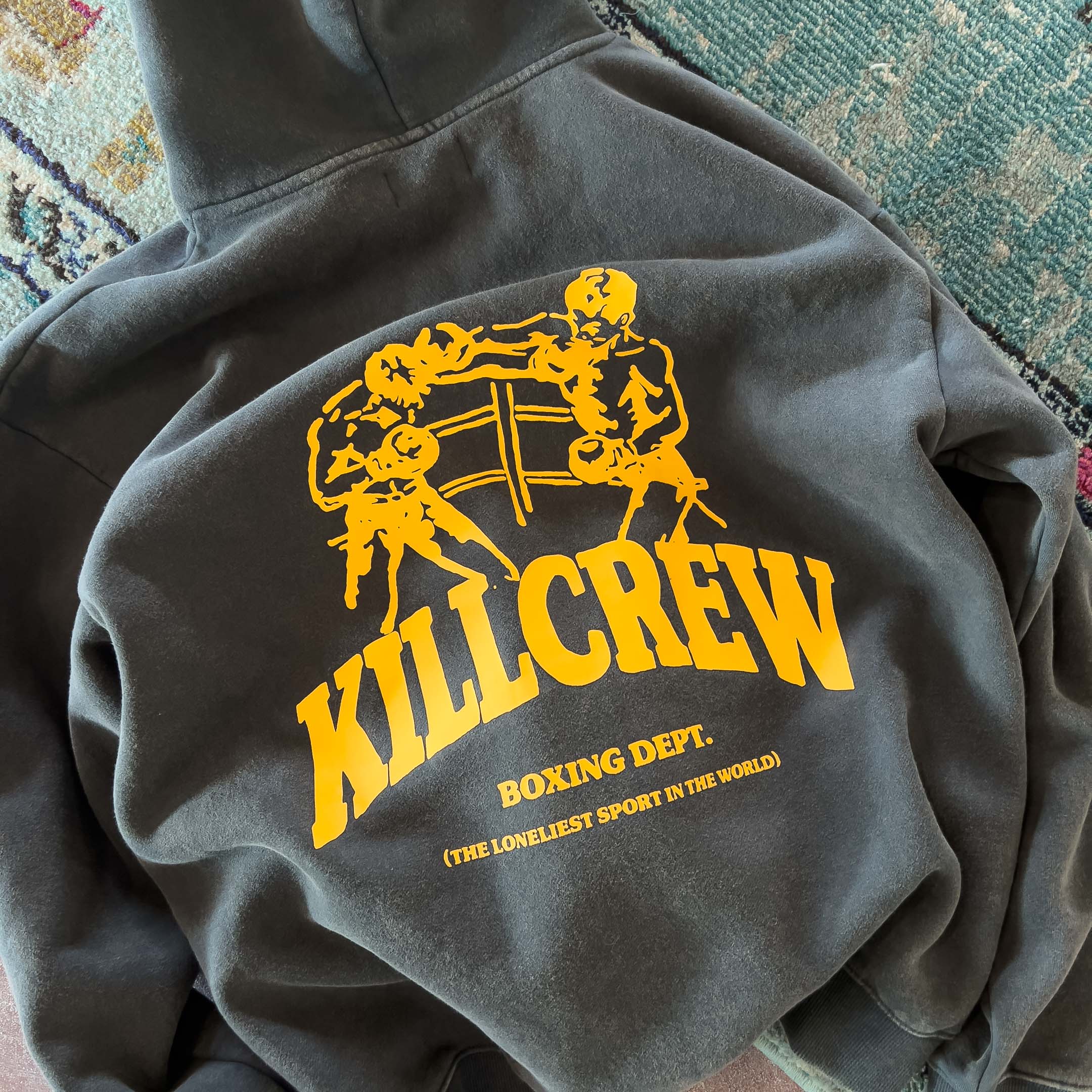 OVERSIZED LUX BOXING DEPARTMENT HOODIE - GUNMETAL / GOLD - Image 4