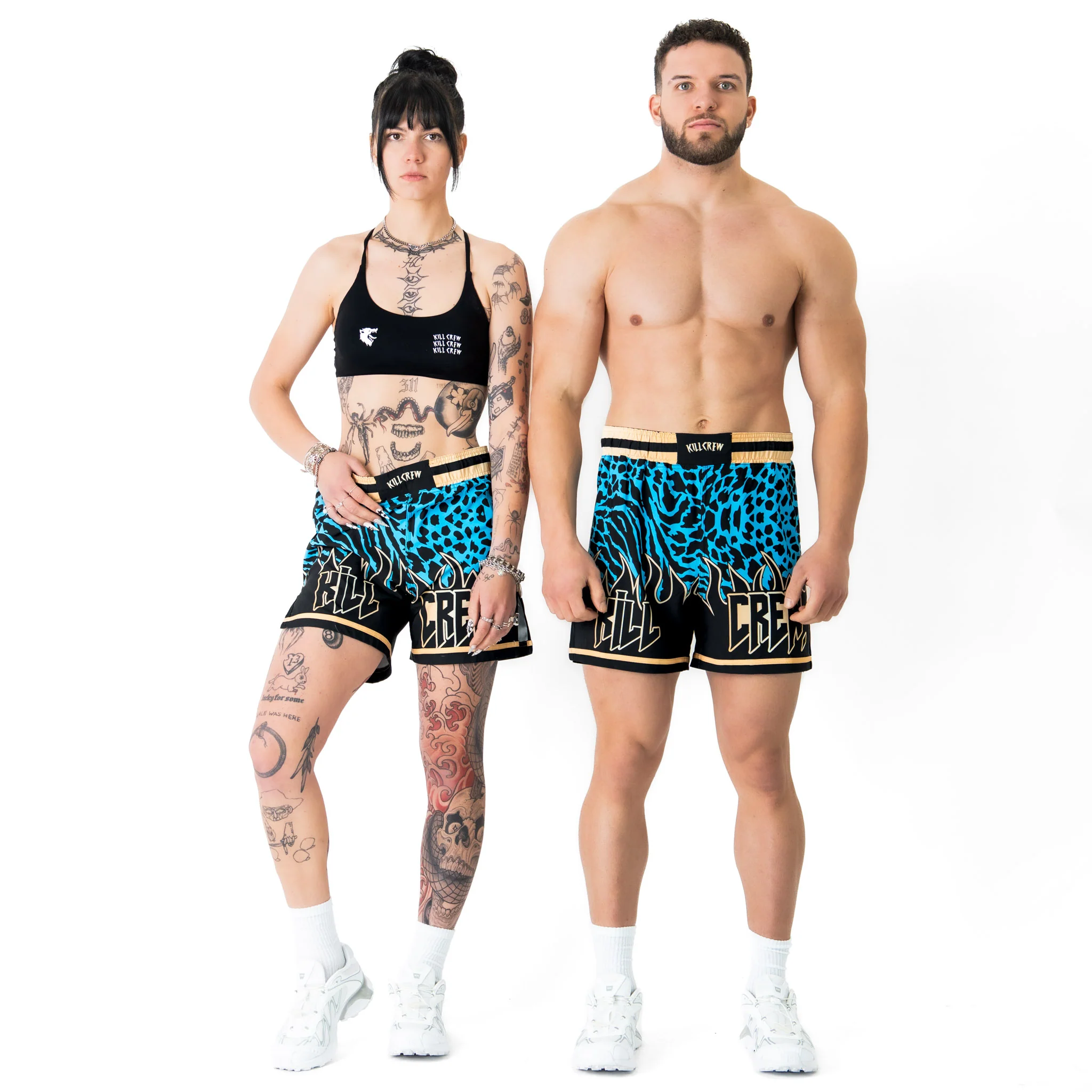 BSEM FIGHT SHORTS (THAI CUT) - BLUE / GOLD - Image 2