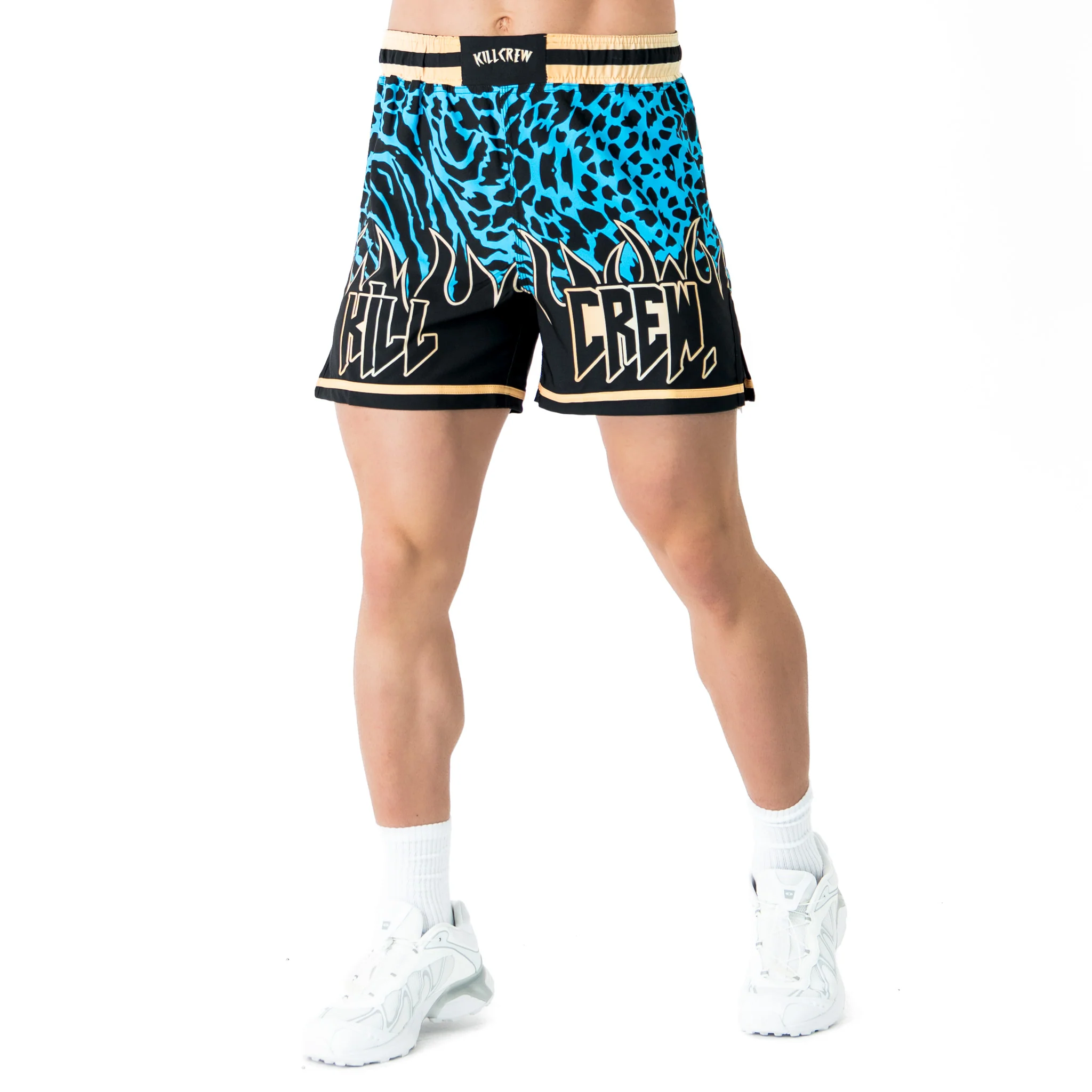 BSEM FIGHT SHORTS (THAI CUT) - BLUE / GOLD - Image 3
