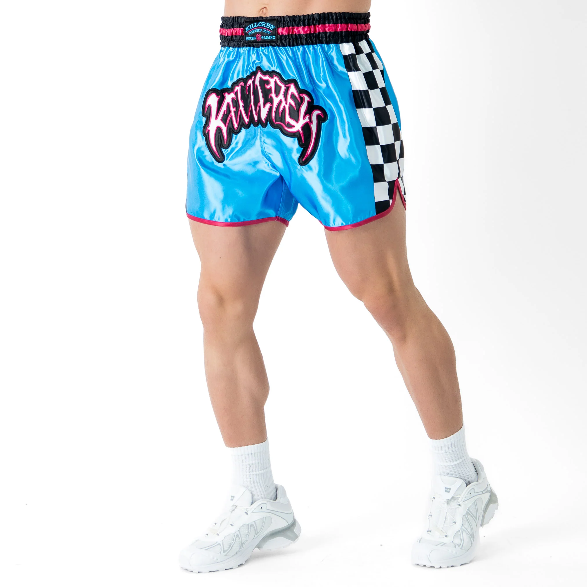 CHECKER FIGHT SHORT - BLUE - Image 3
