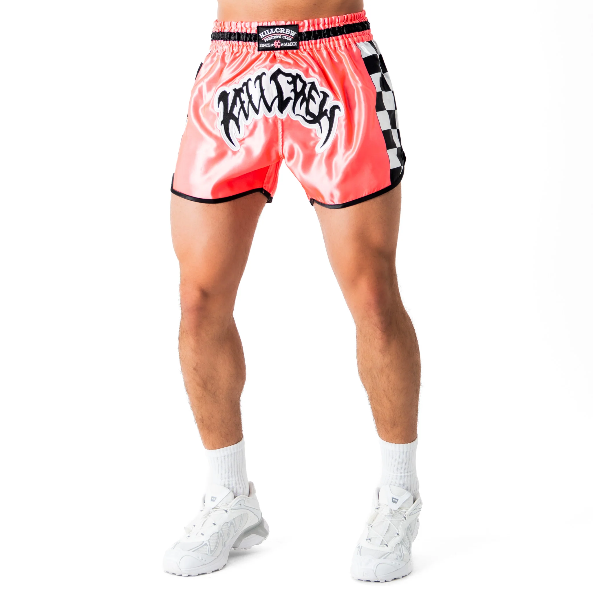 CHECKER FIGHT SHORTS - PINK - Image 3