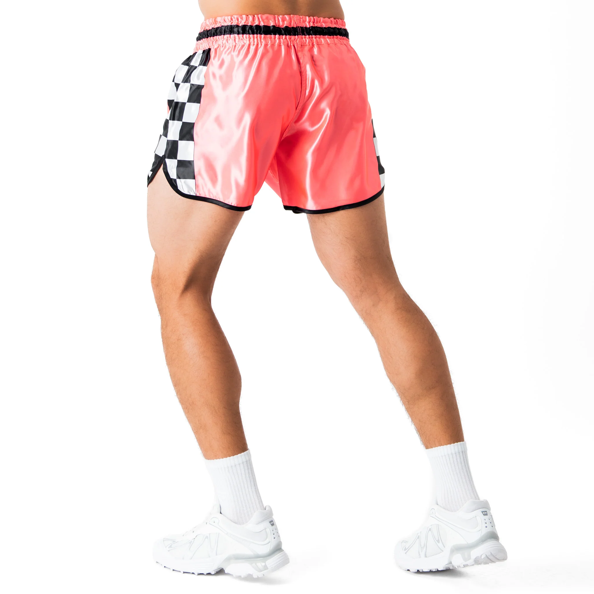 CHECKER FIGHT SHORTS - PINK - Image 4