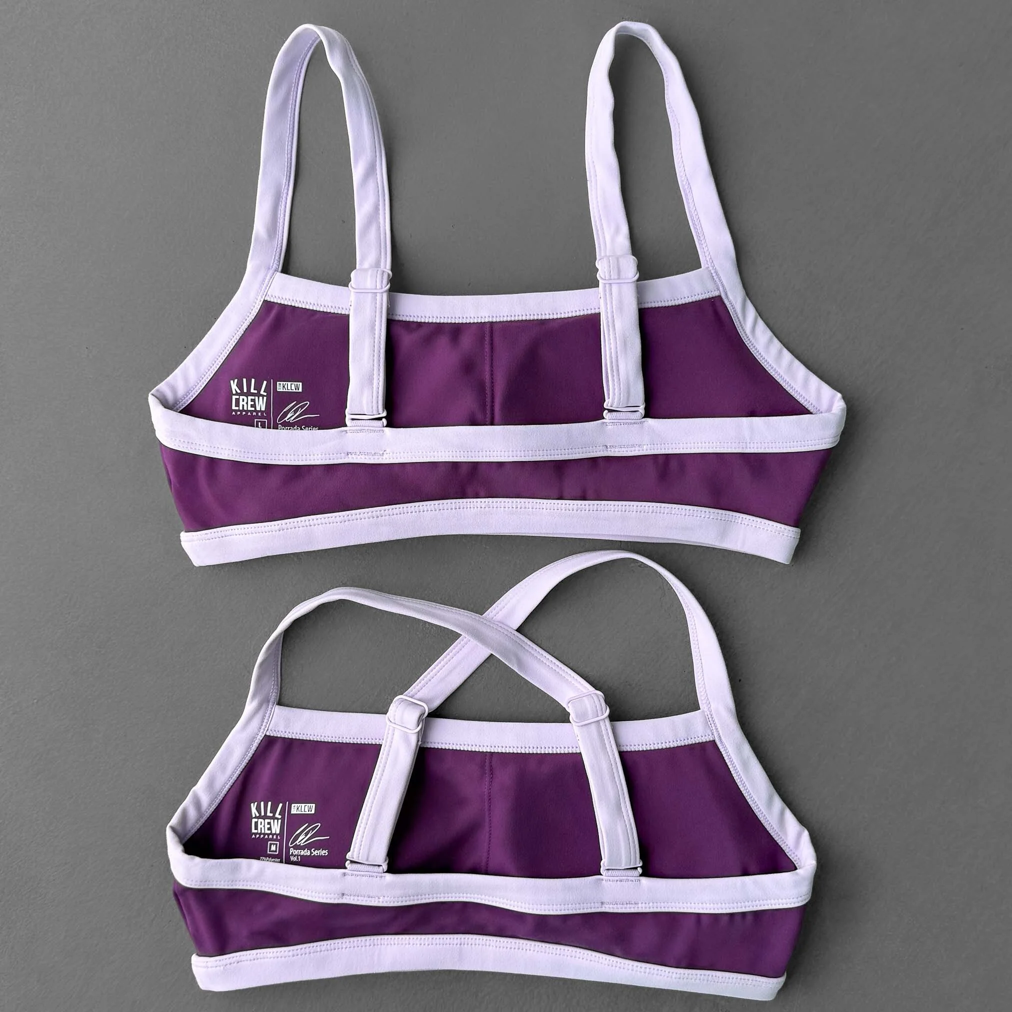 COLOR BLOCK SPORTS BRA - PURPLE - Image 5