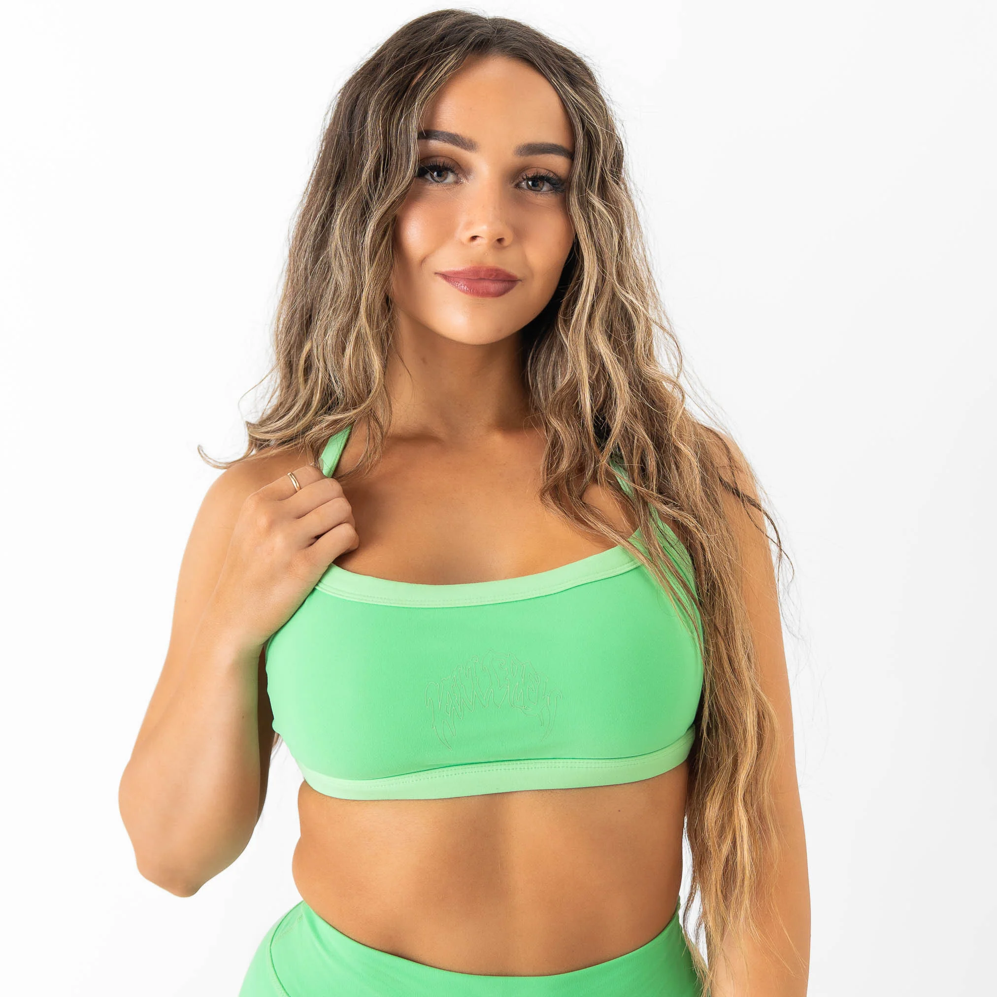 COLOR BLOCK SPORTS BRA - GREEN