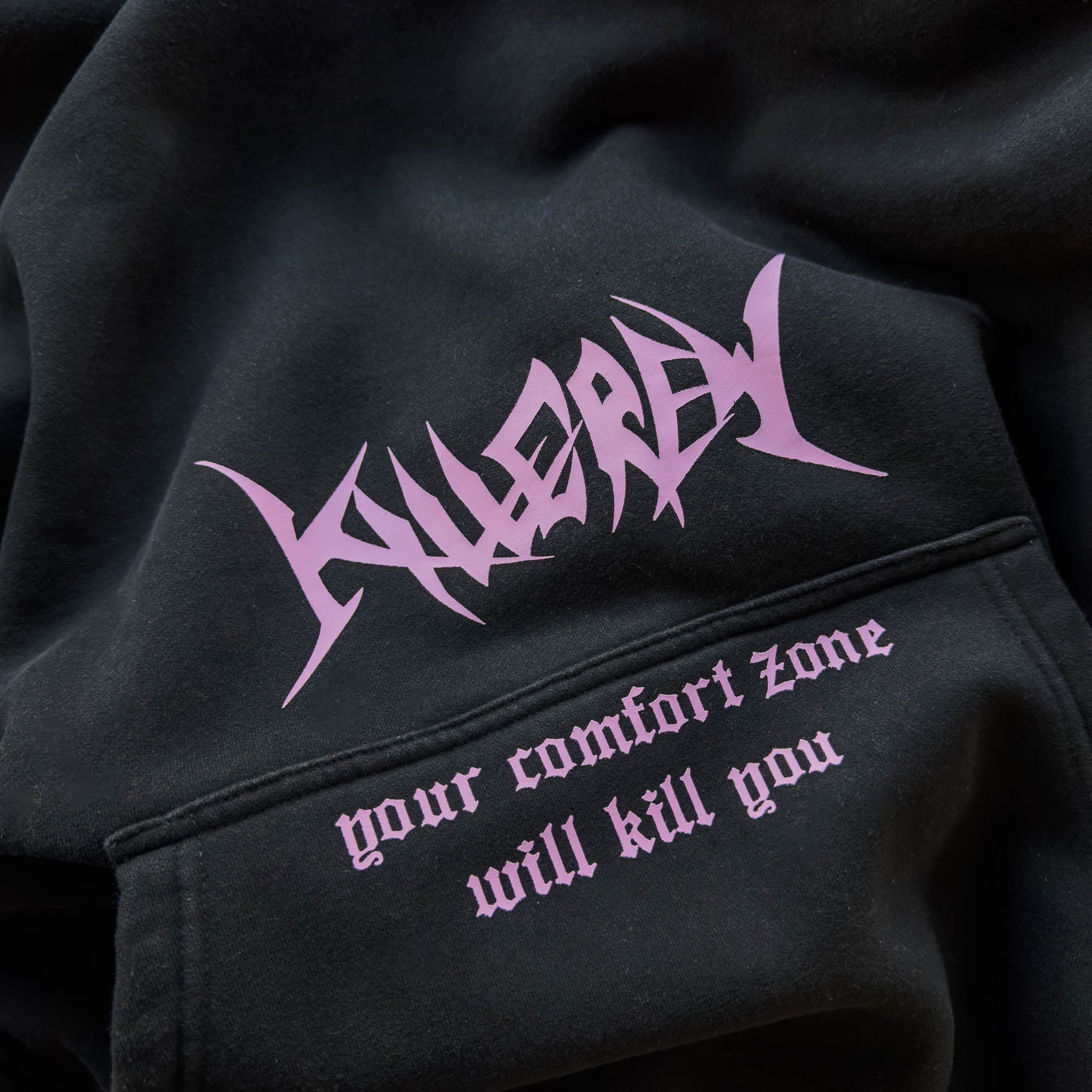 OVERSIZED LUX "COMFORT ZONE" HOODIE - BLACK / PINK - Image 4
