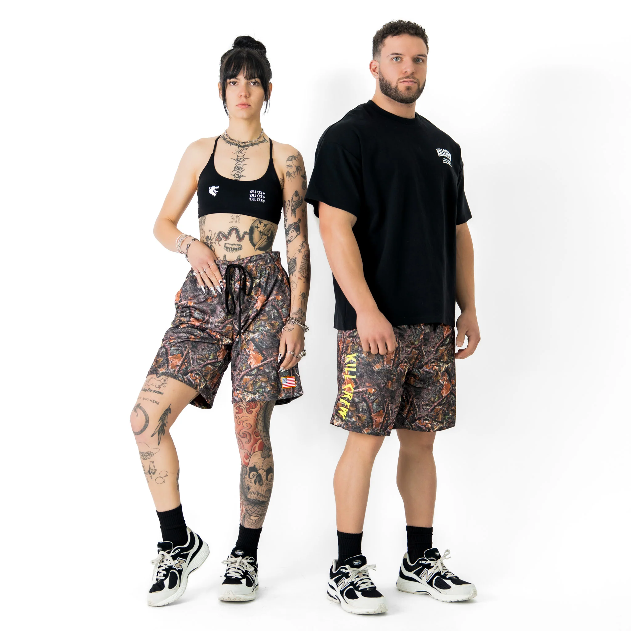 RELAXED CUT SHORTS EMBROIDERED FLAG - CAMO / GREEN - Image 2
