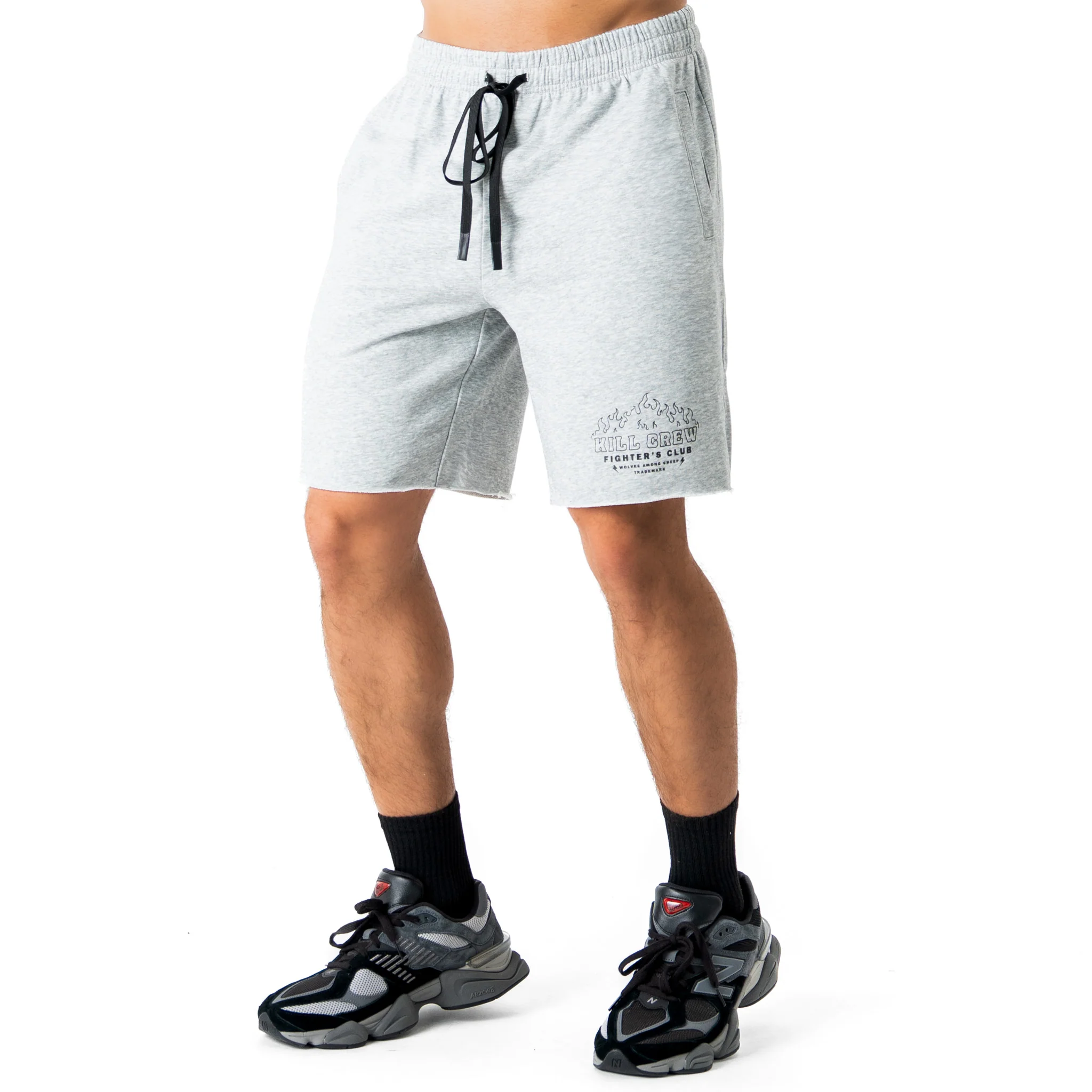 RELAXED CUT SHORTS FIGHTER'S CLUB FLAME - HEATHER GREY - Image 3
