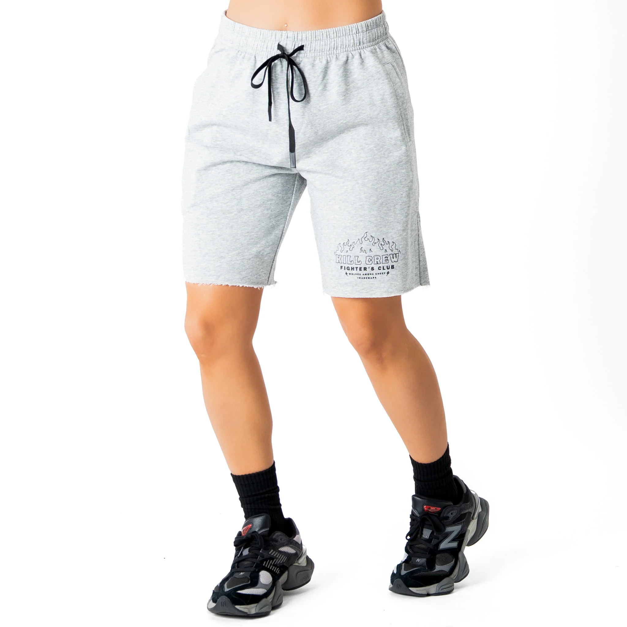 RELAXED CUT SHORTS FIGHTER'S CLUB FLAME - HEATHER GREY - Image 5