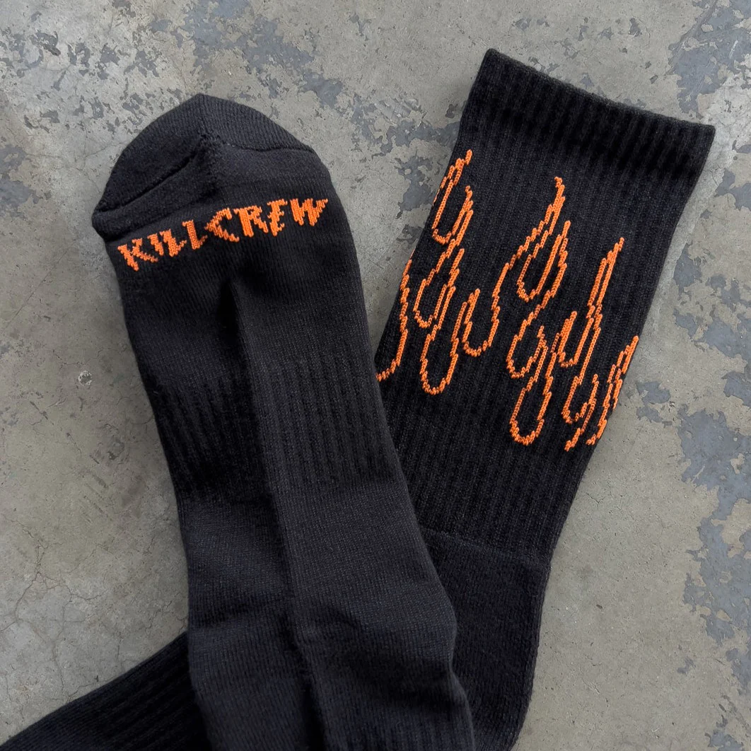 FLAME HIGH SOCKS - BLACK / ORANGE - Image 3