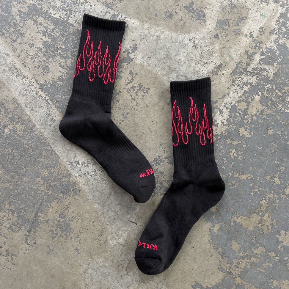 FLAME HIGH SOCKS - BLACK / RED - Image 2