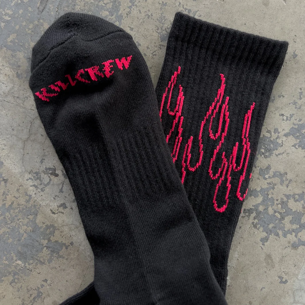 FLAME HIGH SOCKS - BLACK / RED - Image 3