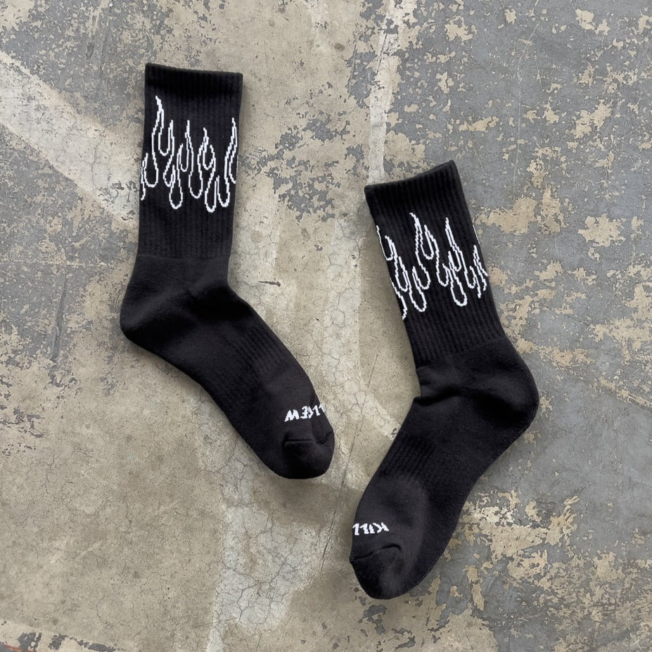 FLAME HIGH SOCKS - BLACK / WHITE - Image 2