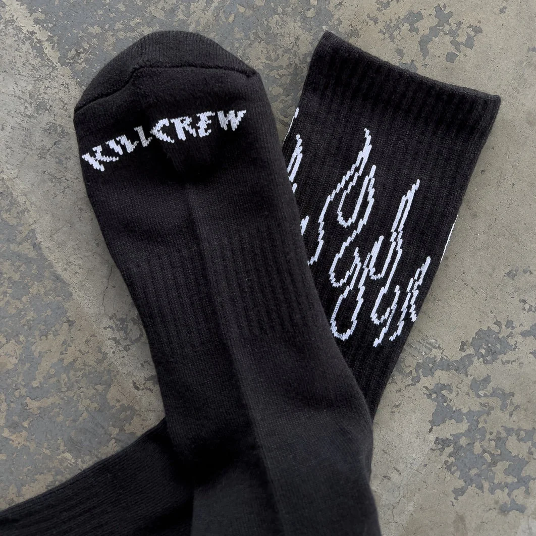 FLAME HIGH SOCKS - BLACK / WHITE - Image 3