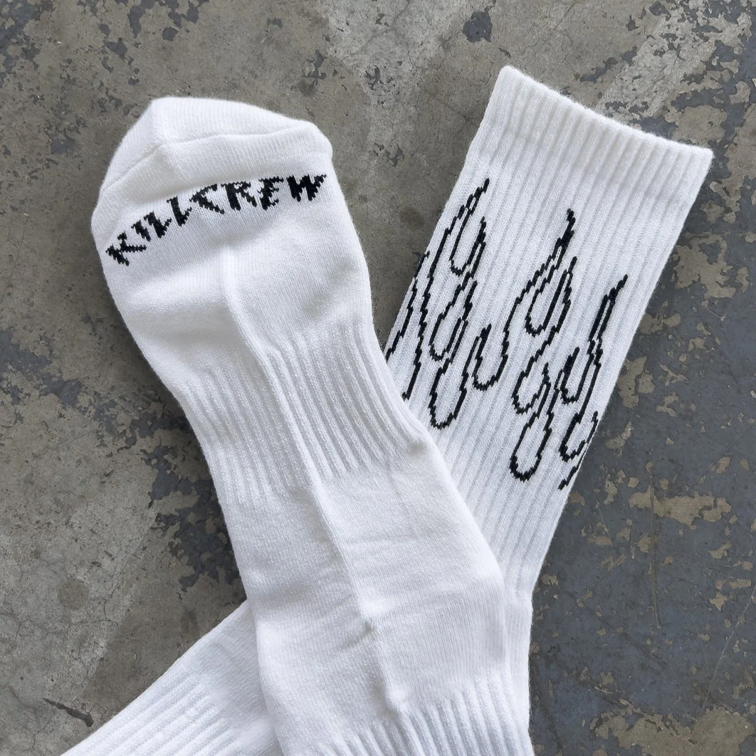FLAME HIGH SOCKS - WHITE / BLACK - Image 3