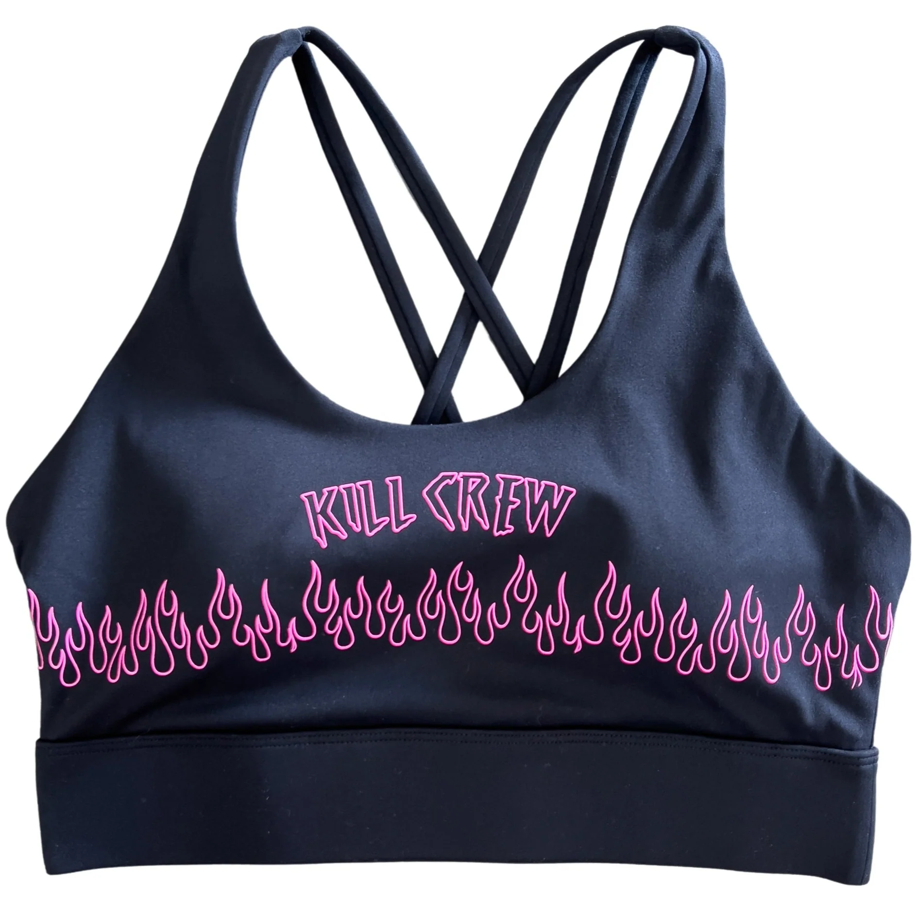 FLAME HIGH SUPPORT SPORTS BRA - BLACK / PINK - Image 3