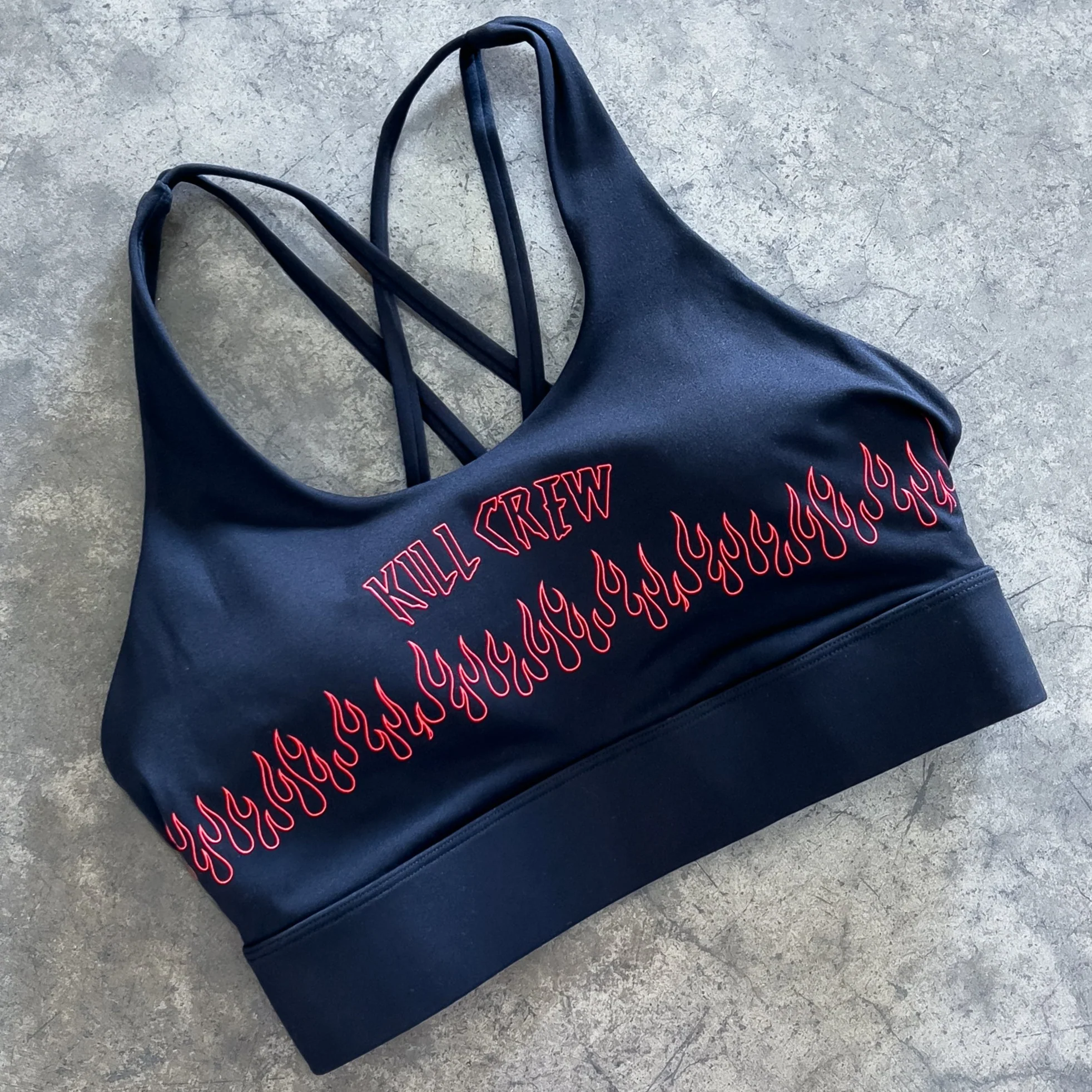 FLAME HIGH SUPPORT SPORTS BRA - BLACK / RED - Image 4