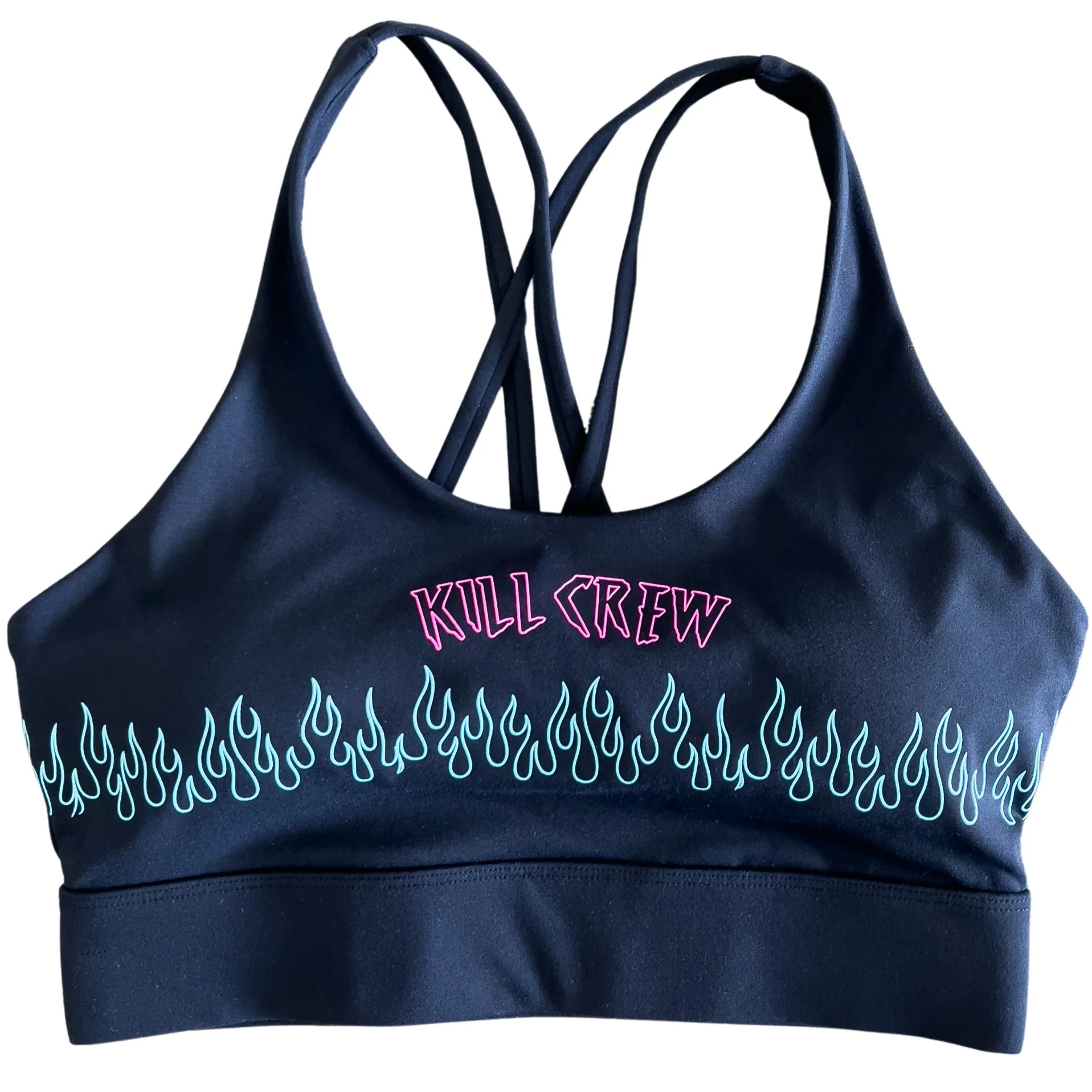FLAME HIGH SUPPORT SPORTS BRA - BLACK / TEAL - Image 3