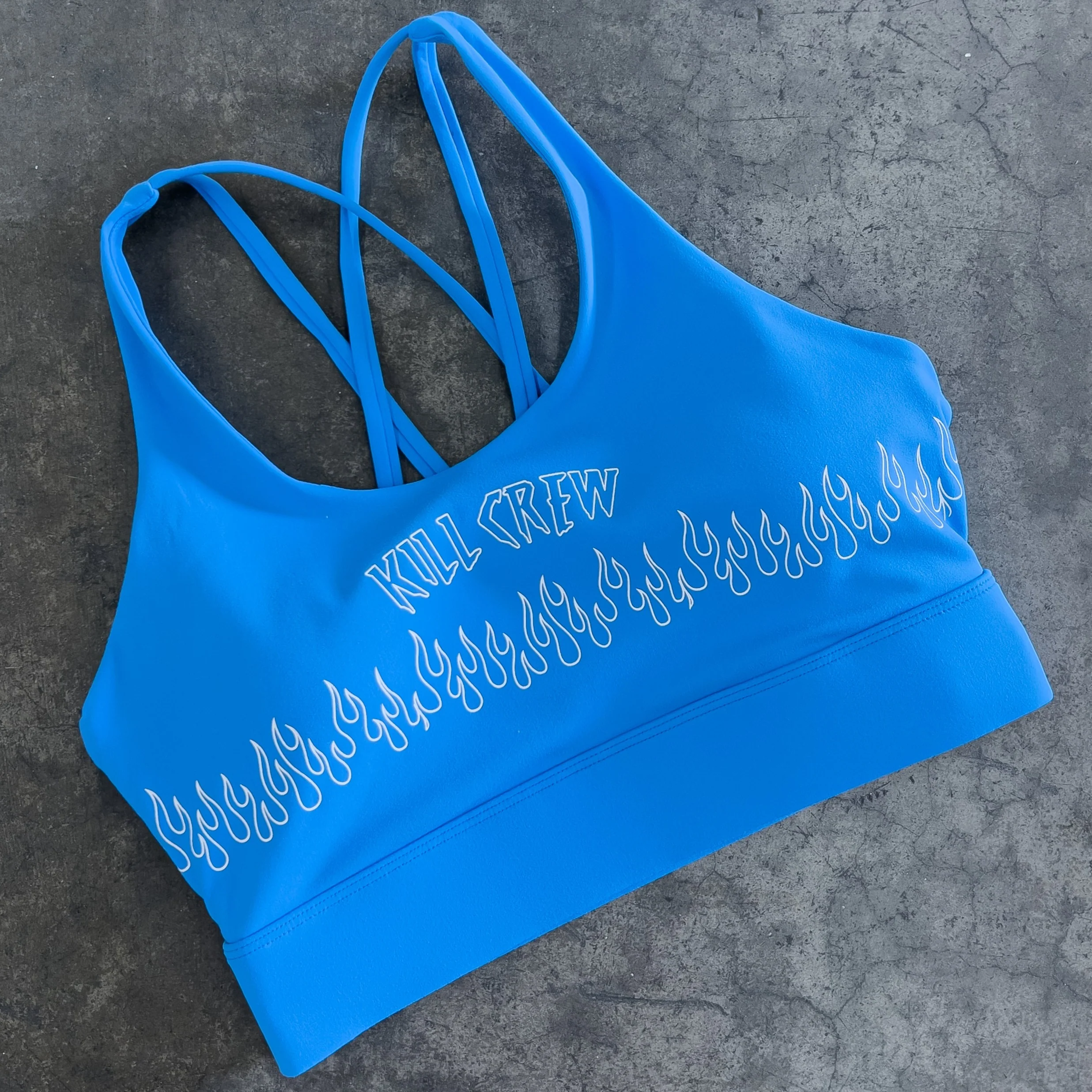 FLAME HIGH SUPPORT SPORTS BRA - BLUE / WHITE - Image 4