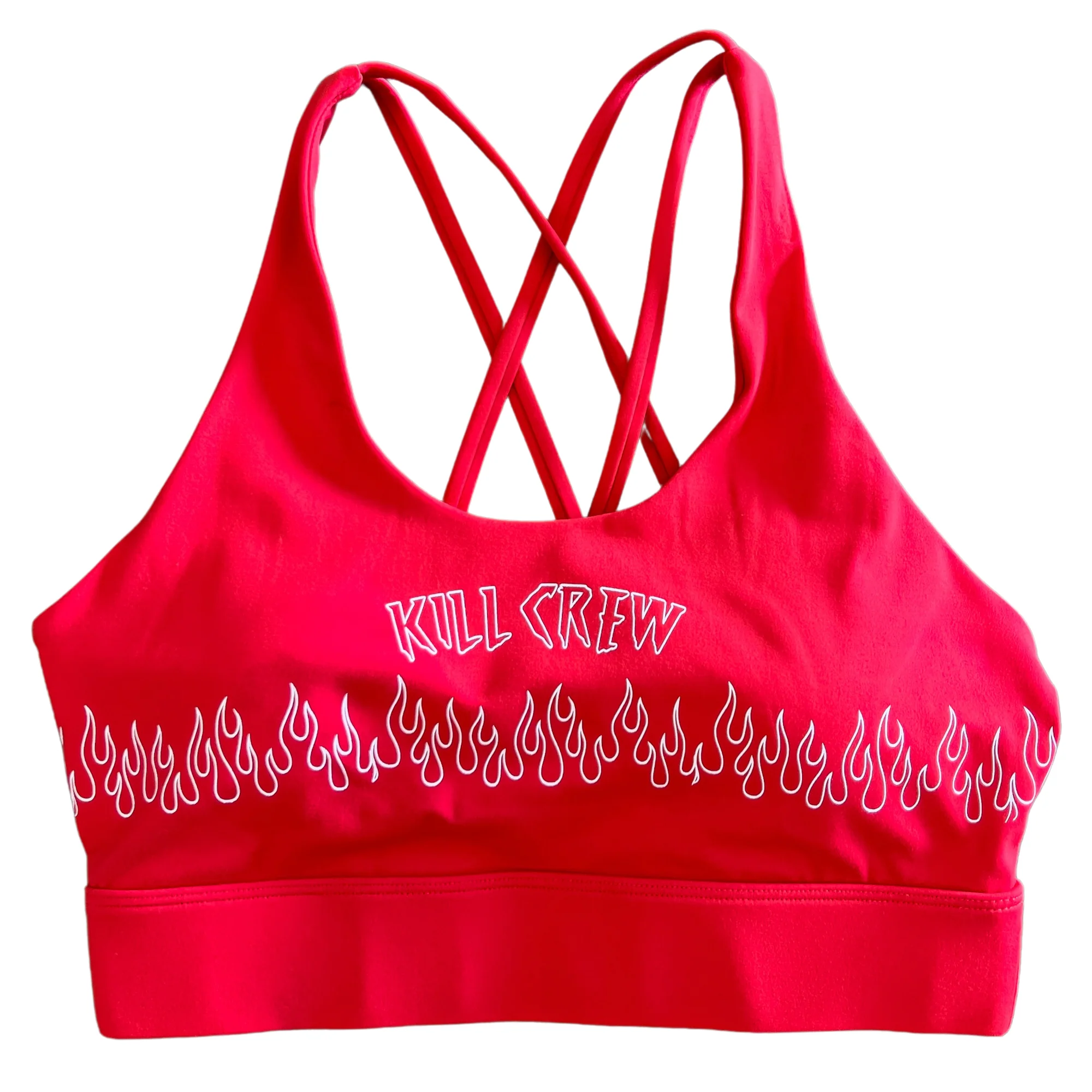 FLAME HIGH SUPPORT SPORTS BRA - RED / WHITE - Image 3