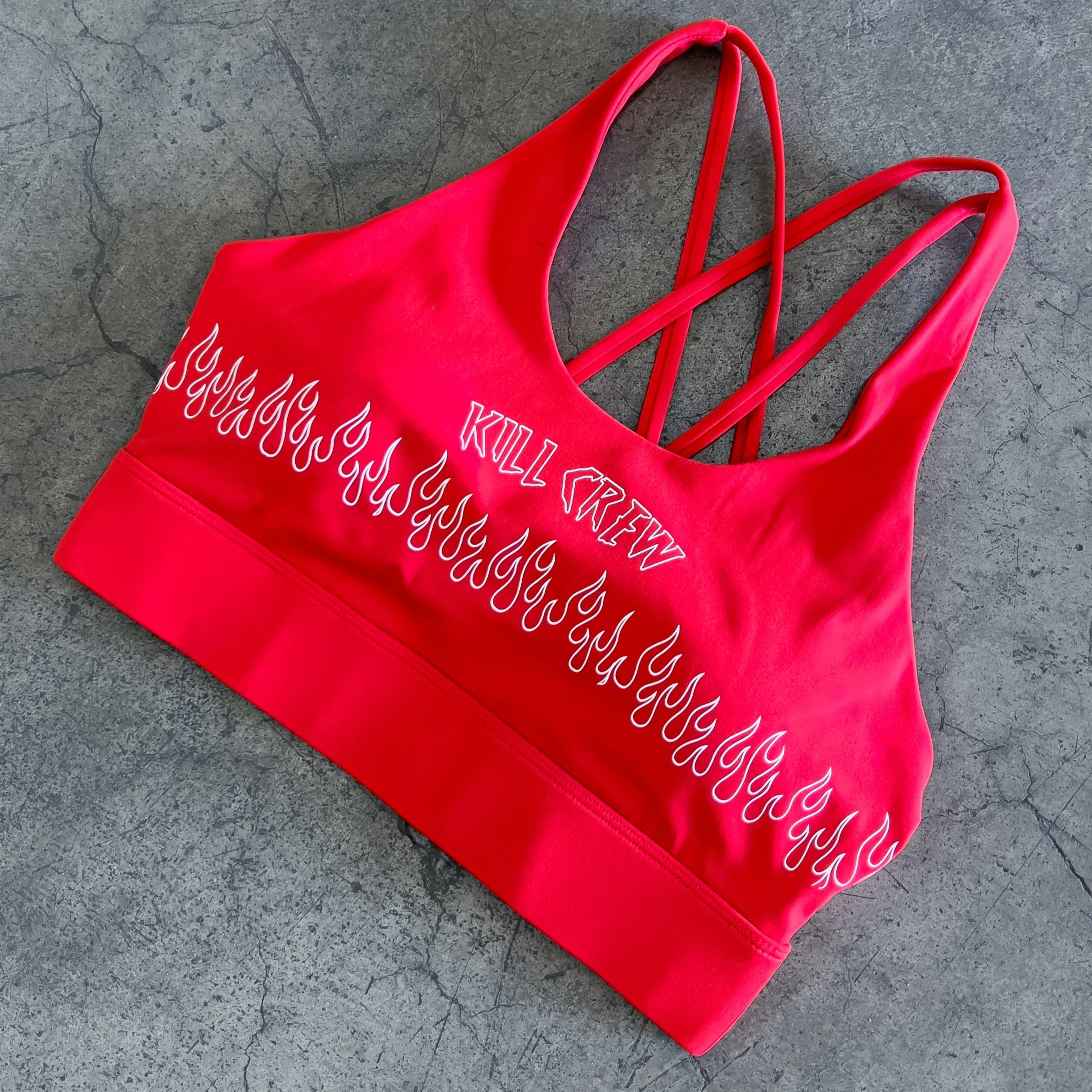 FLAME HIGH SUPPORT SPORTS BRA - RED / WHITE - Image 4