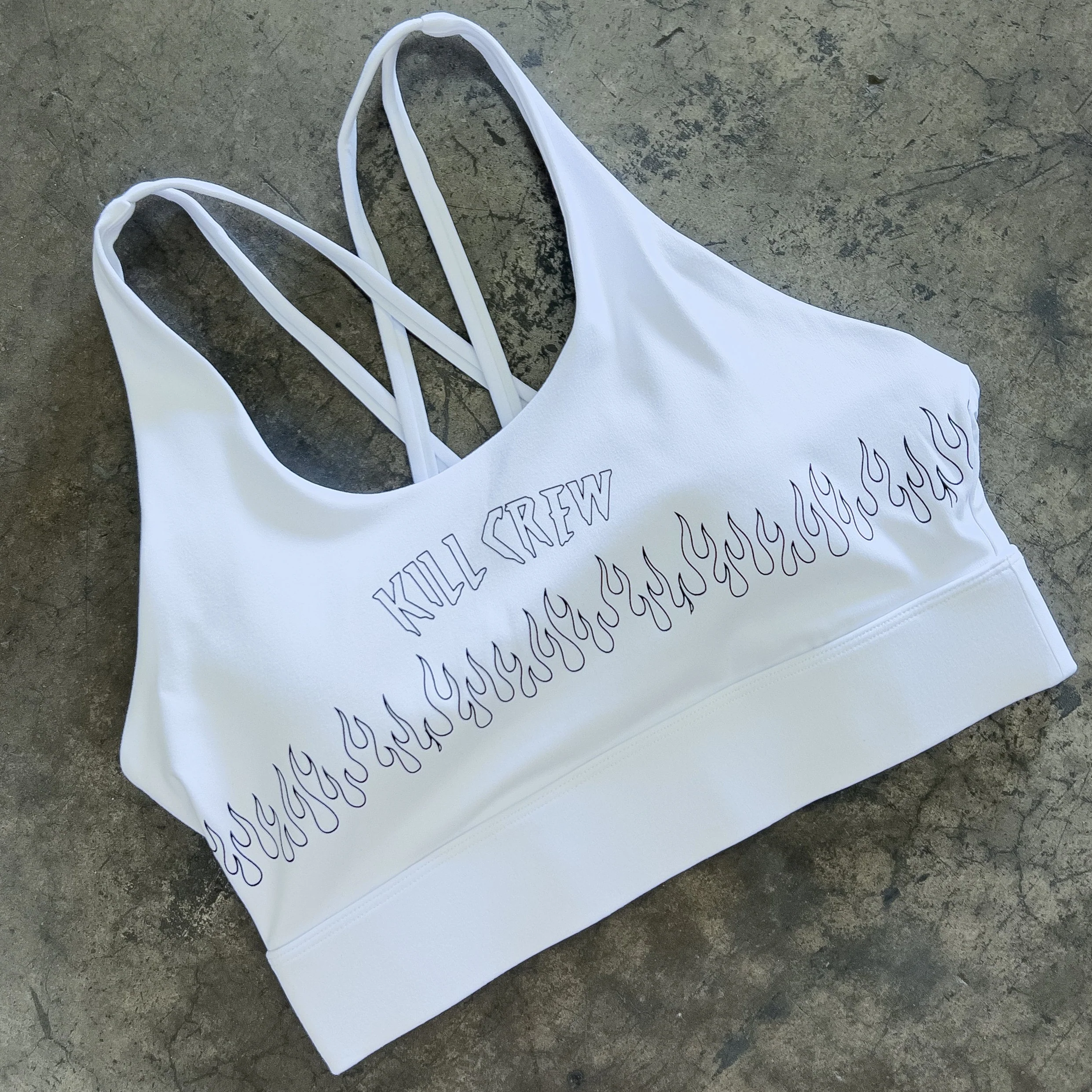 FLAME HIGH SUPPORT SPORTS BRA - WHITE / BLACK - Image 4