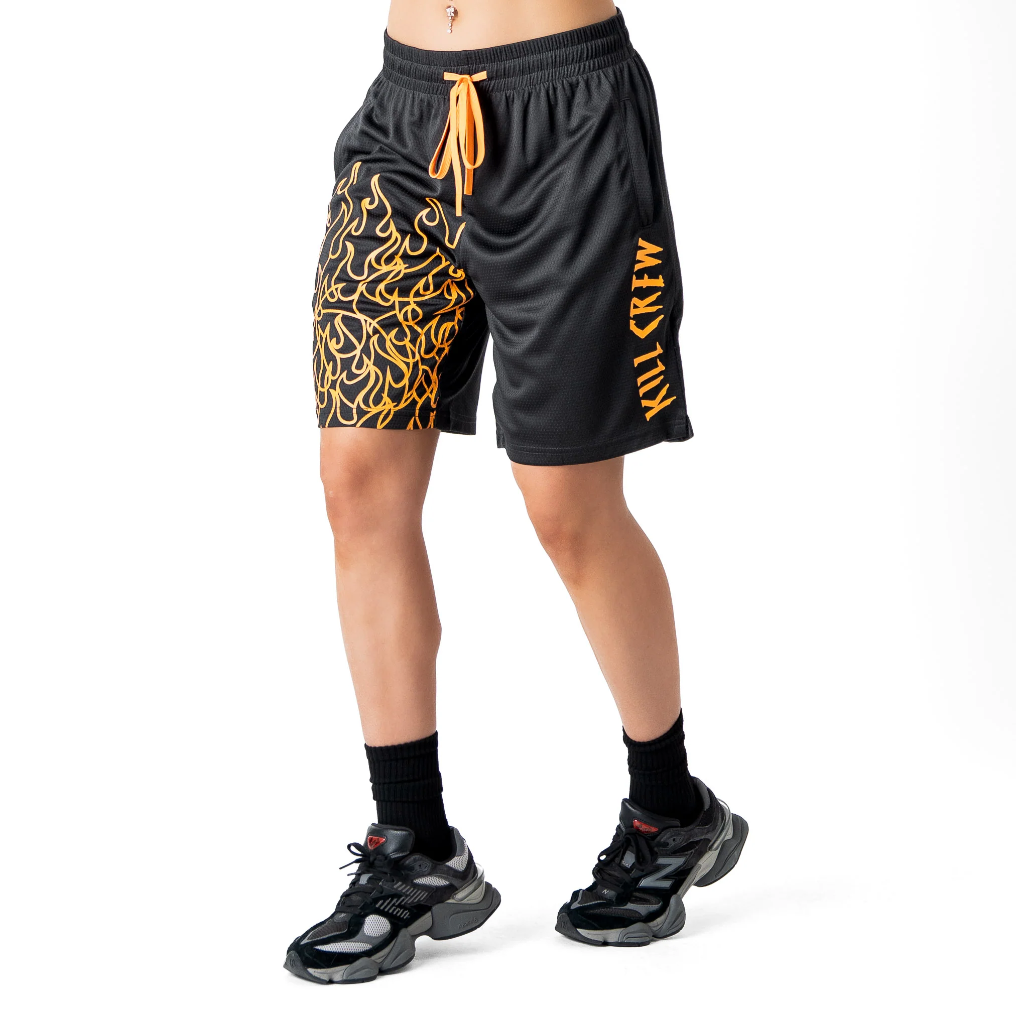 RELAXED CUT SHORTS FLAME - BLACK / ORANGE - Image 5