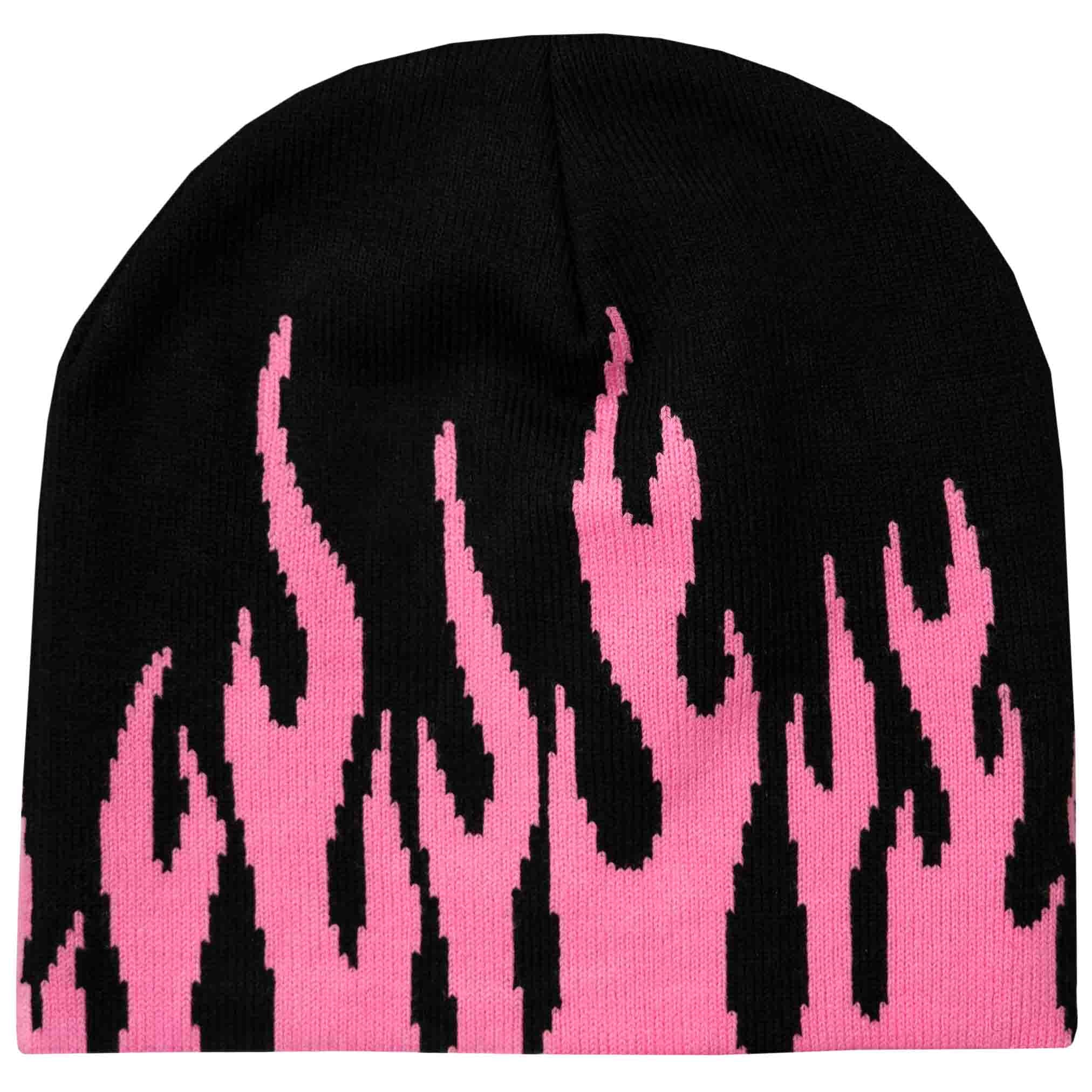 FLAME SKULL CAP BEANIE - BLACK / PINK - Image 6