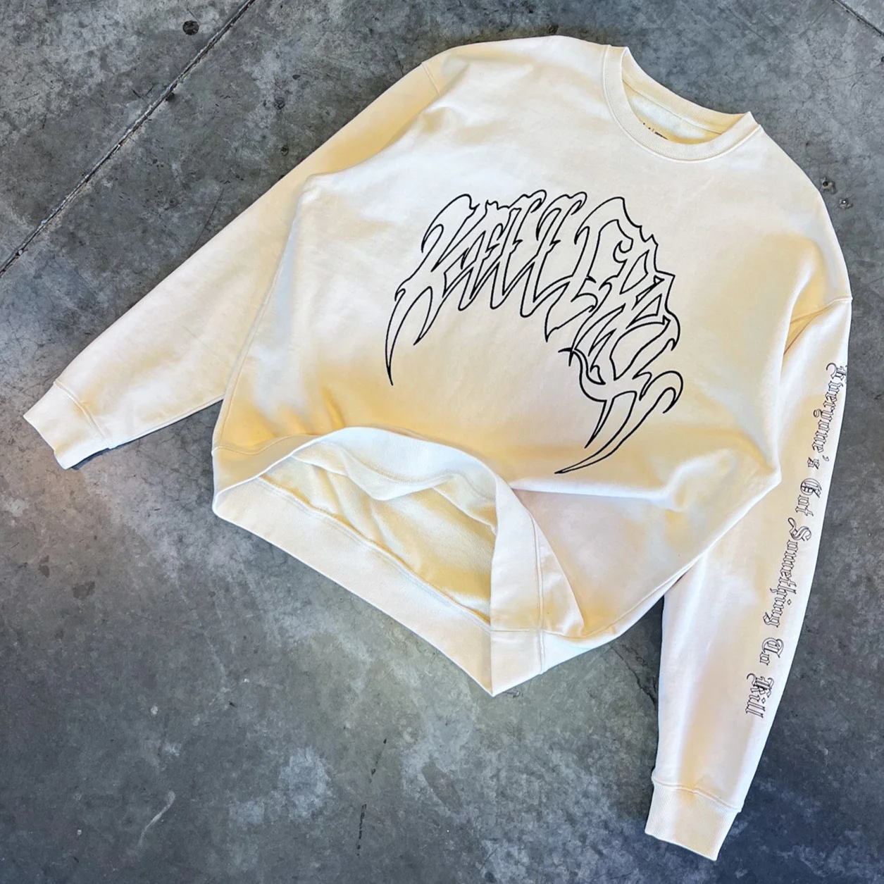 OVERSIZED HEAVYWEIGHT "CLASSIC" CREW NECK - CREAM - Image 3