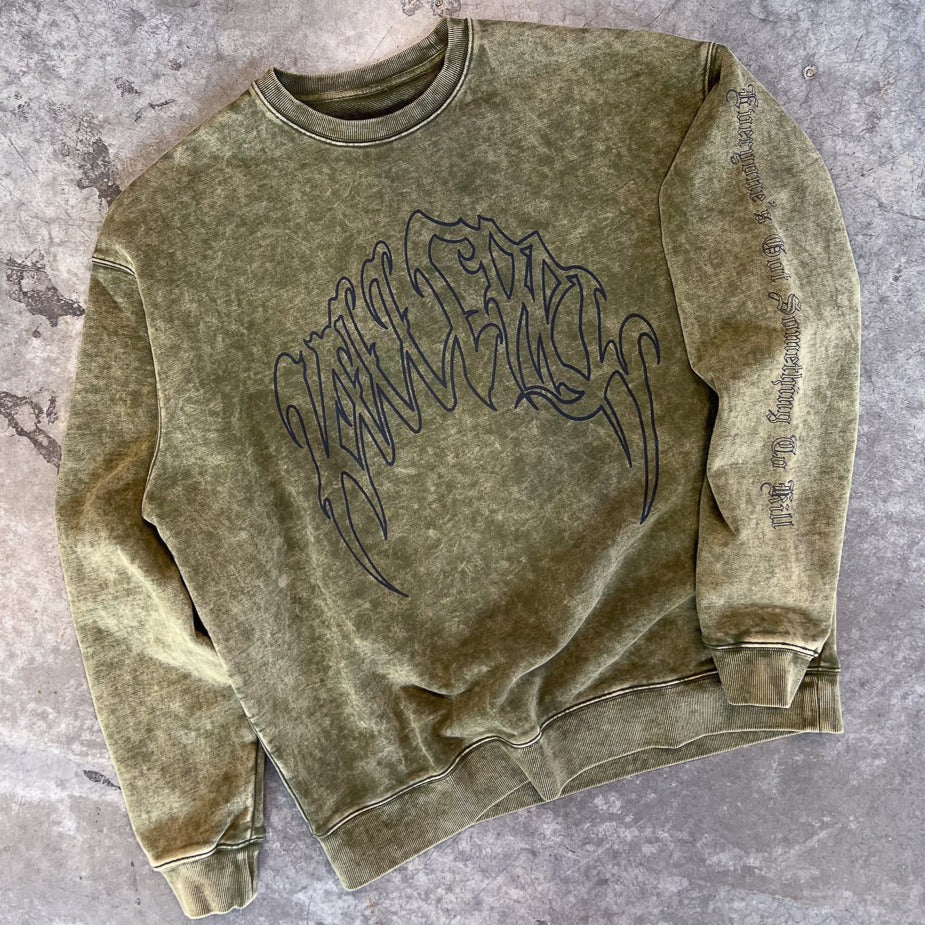 OVERSIZED HEAVYWEIGHT "CLASSIC" CREW NECK - OLIVE - Image 5