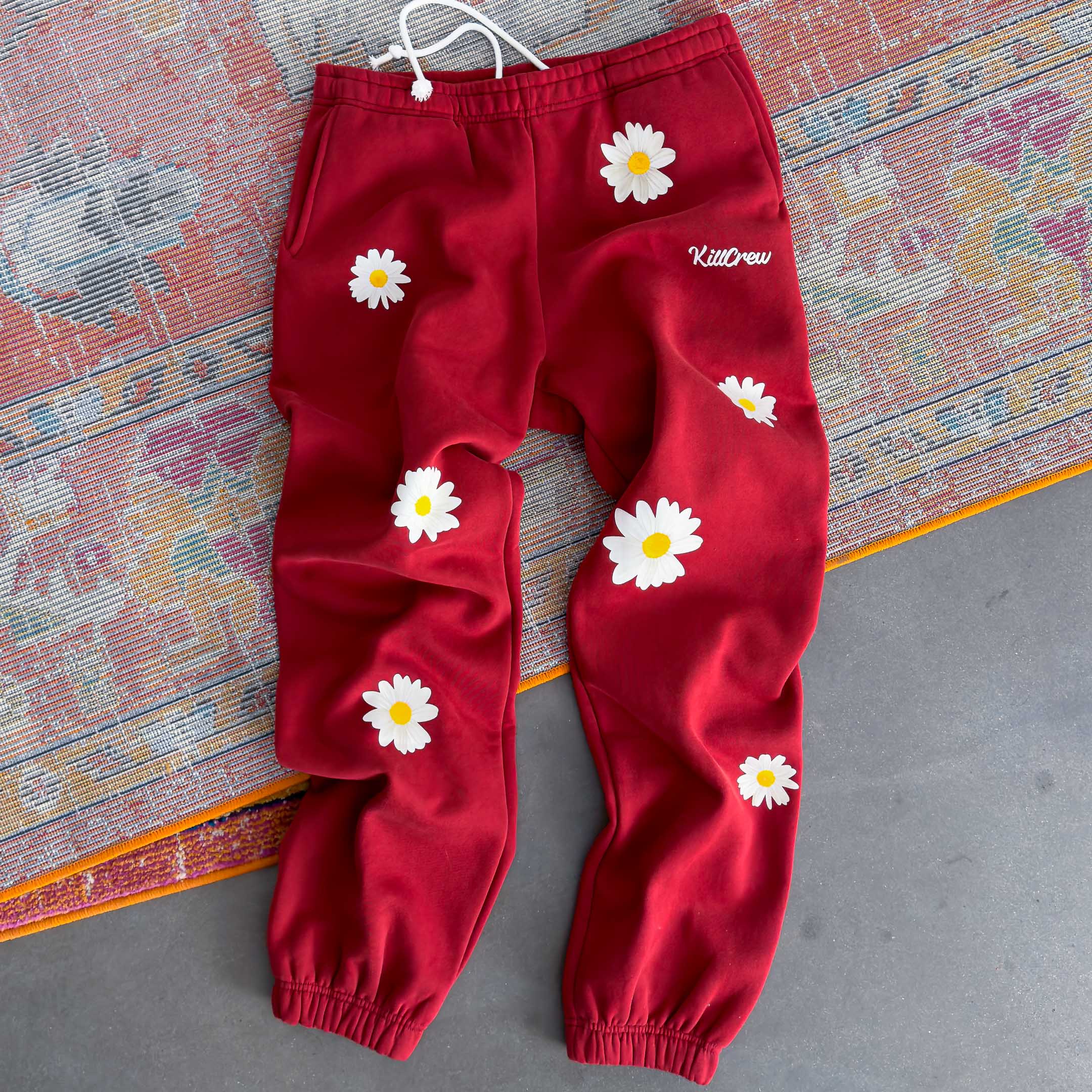 OVERSIZED LUX "DAISY" SWEATPANTS - RED - Image 3