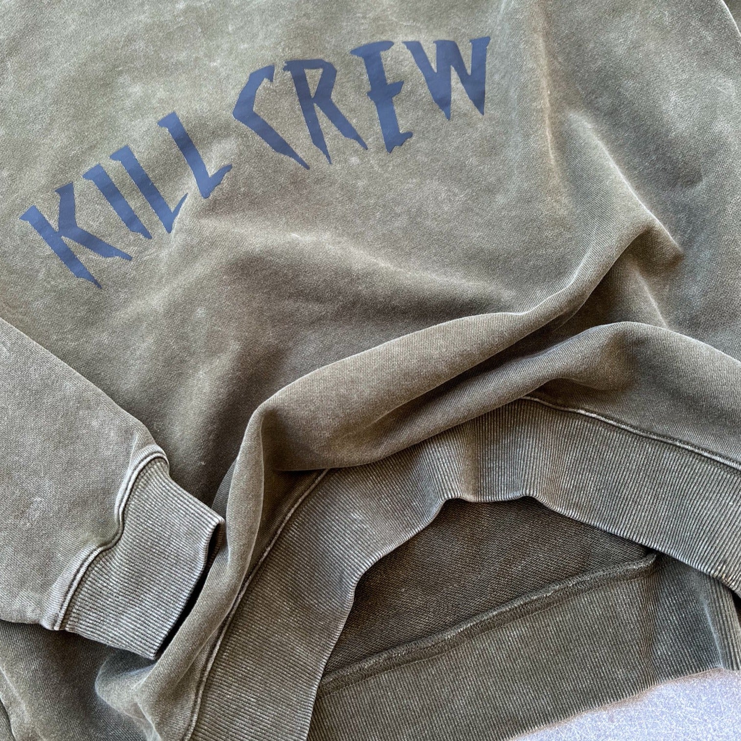 OVERSIZED HEAVYWEIGHT "KILL CREW" CREW NECK - OLIVE - Image 3