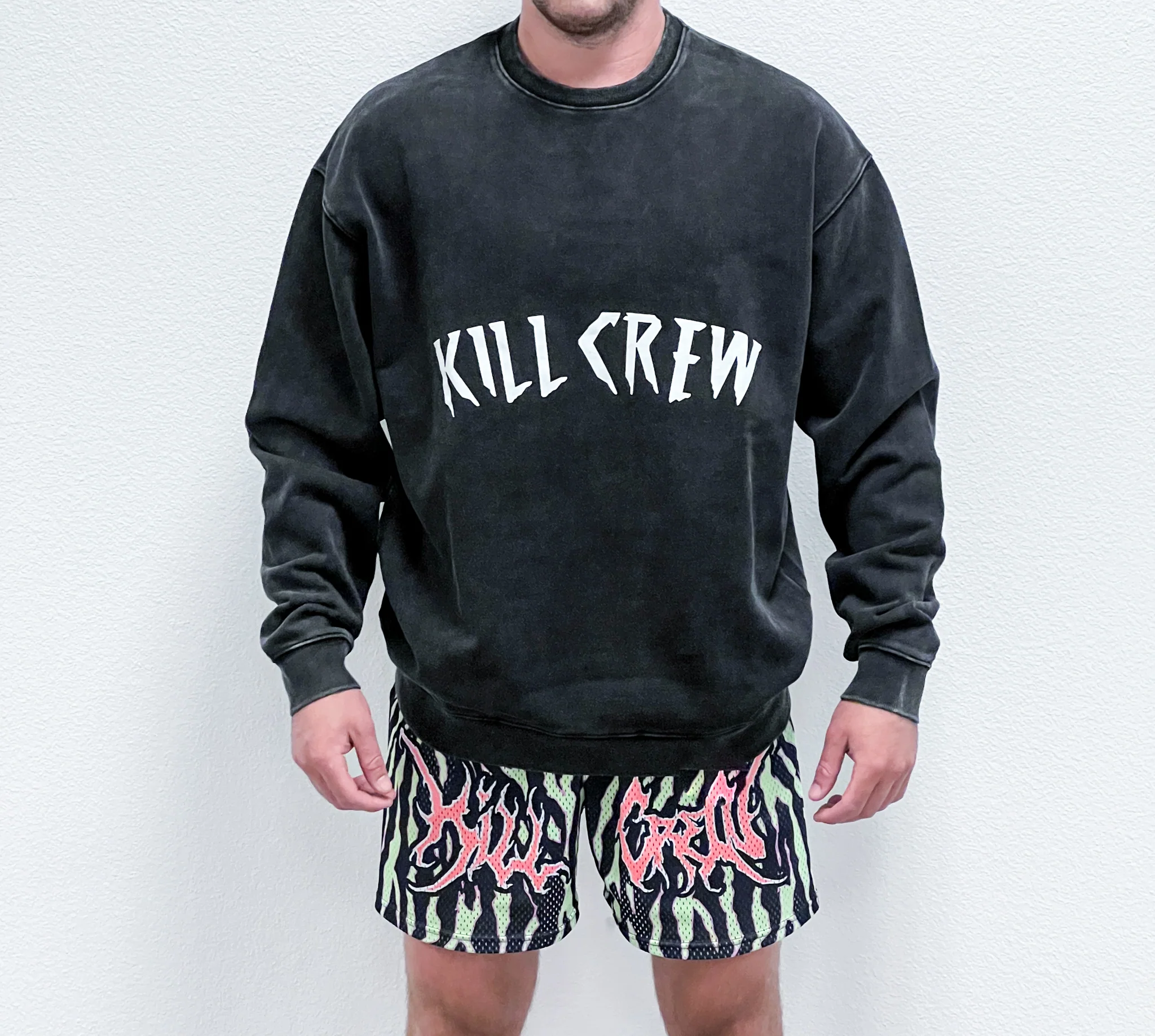 OVERSIZED HEAVYWEIGHT "KILL CREW" CREW NECK - BLACK - Image 3