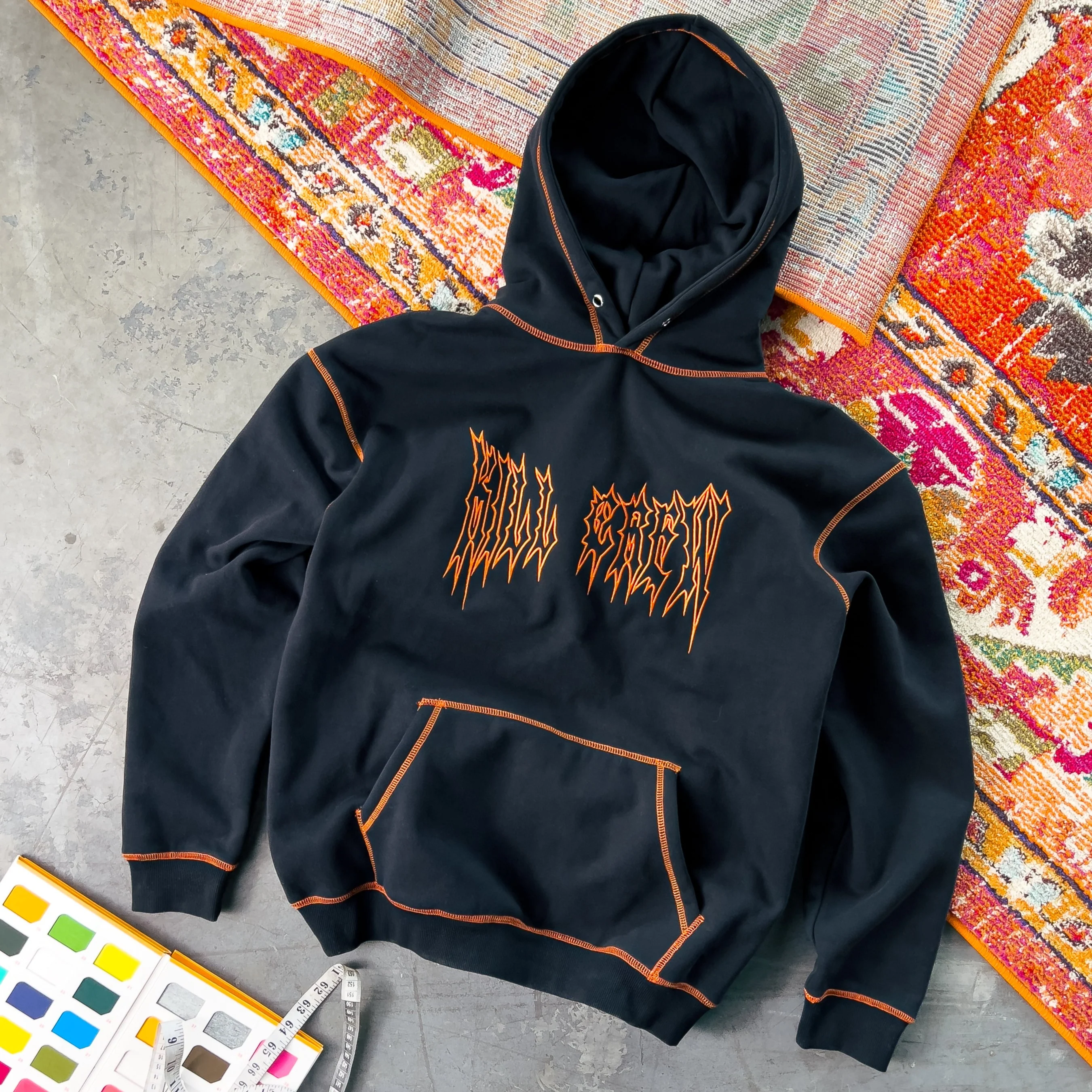 HEAVYWEIGHT LUX OUTSEAM HOODIE - BLACK / ORANGE - Image 3