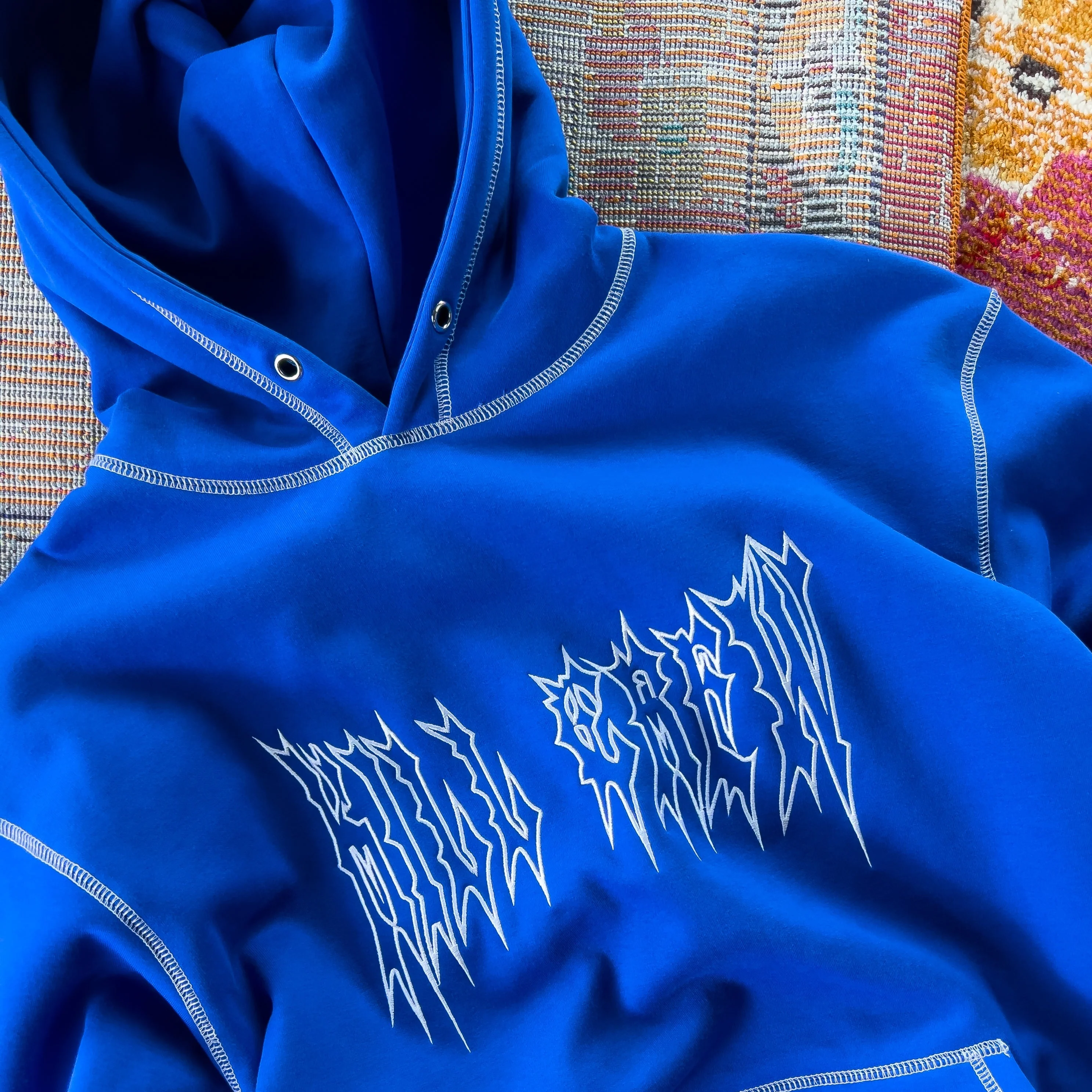 HEAVYWEIGHT LUX OUTSEAM HOODIE - BLUE / WHITE - Image 4