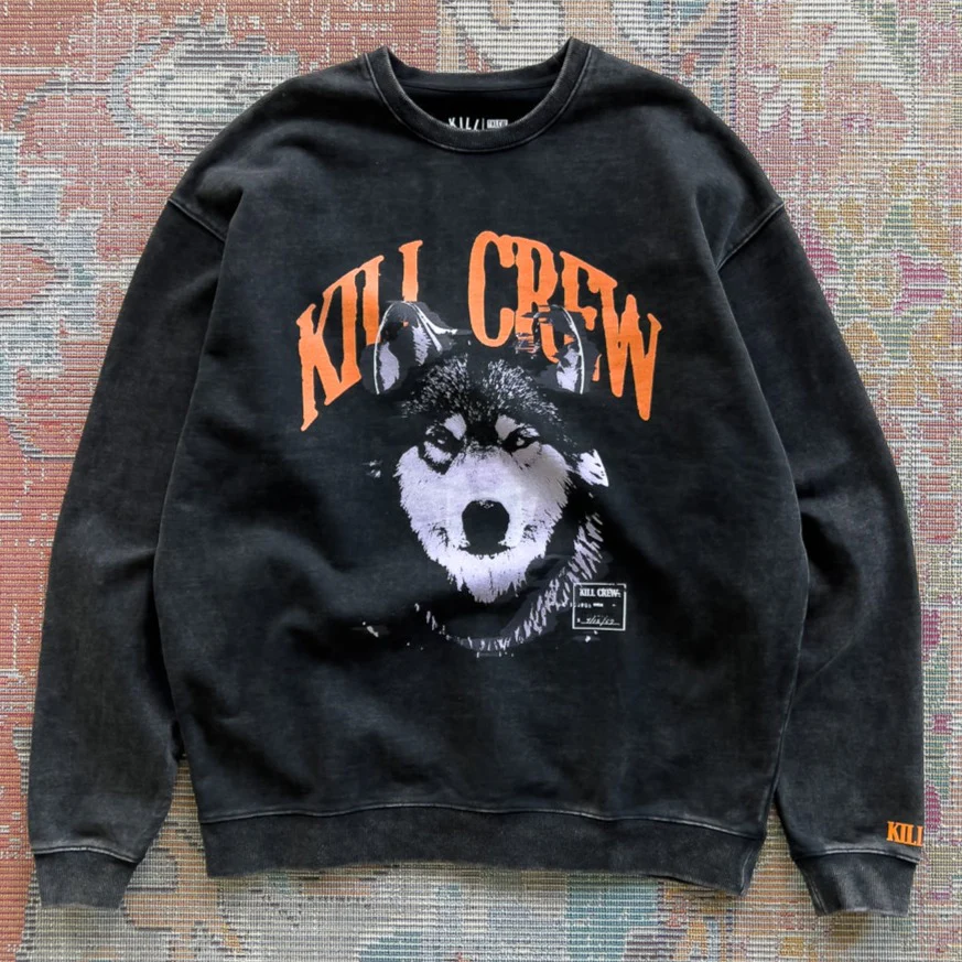OVERSIZED HEAVYWEIGHT ROGUE WOLF CREW NECK - BLACK - Image 3