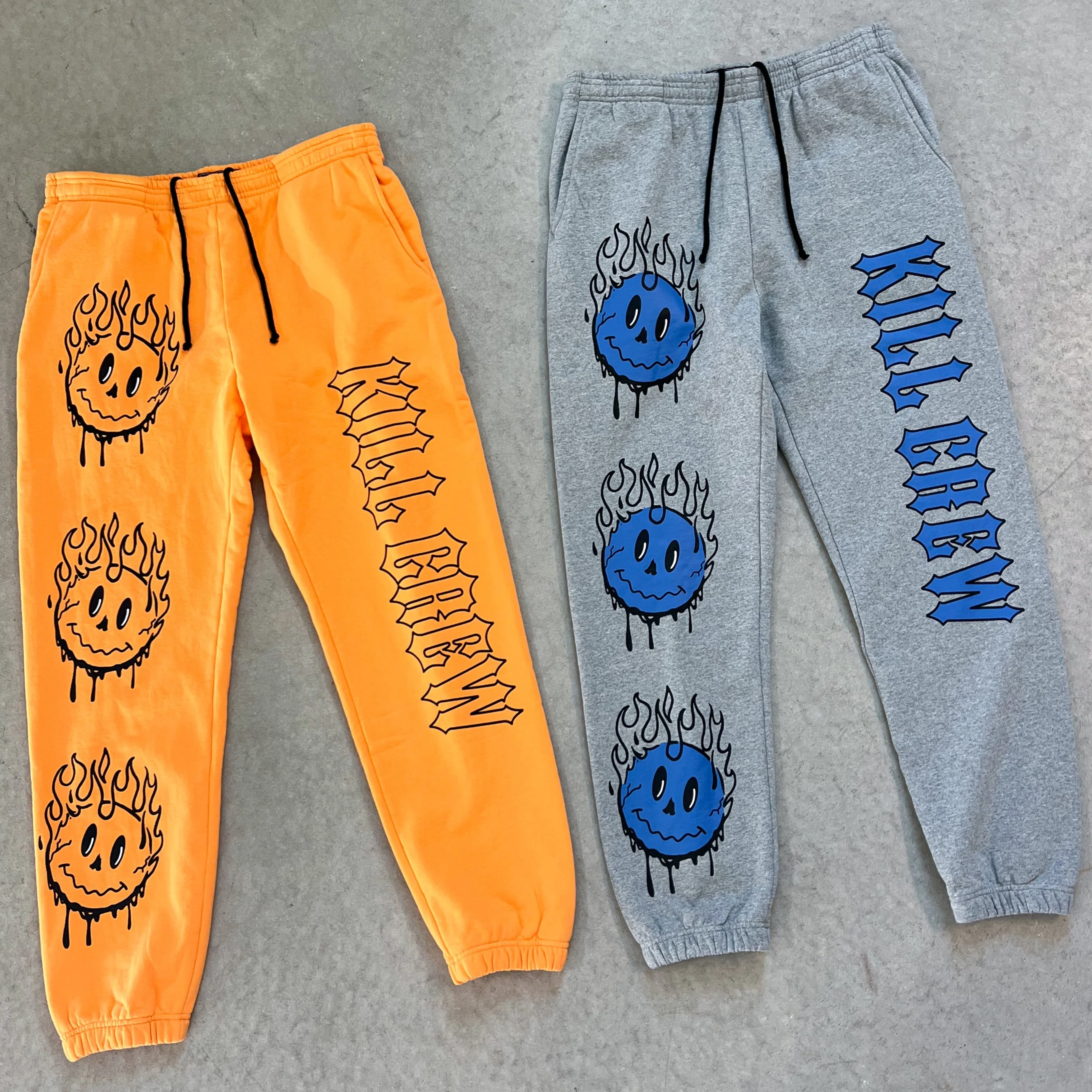 HEAVYWEIGHT LUX SMILEY SWEATPANTS FLAME - HEATHER GREY / BLUE - Image 3